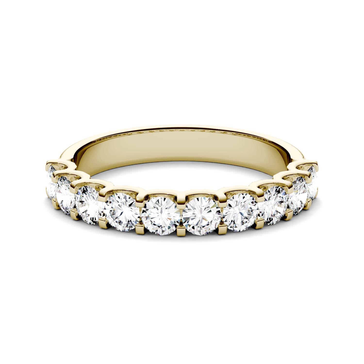 1.00 CTW DEW Round Moissanite Ten Stone Anniversary Band in 14K Yellow Gold