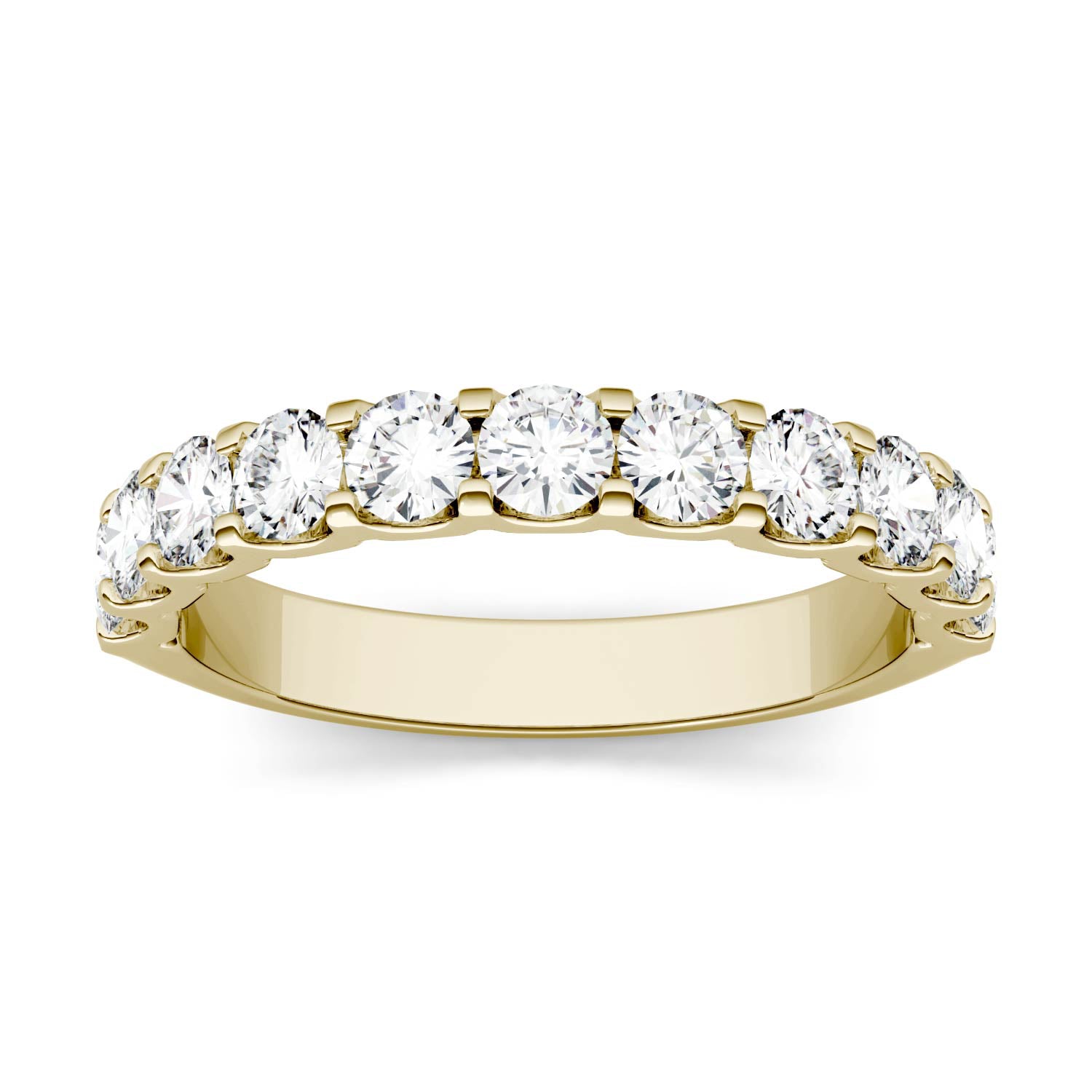 1.1 CTW DEW Round Moissanite Anniversary Band in 14K Yellow Gold