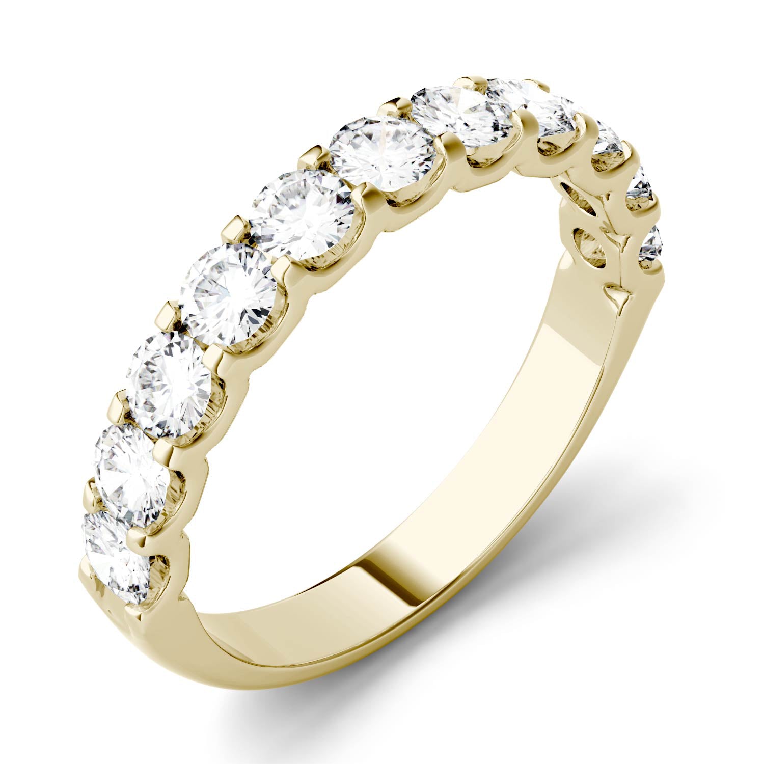 1.1 CTW DEW Round Moissanite Anniversary Band in 14K Yellow Gold