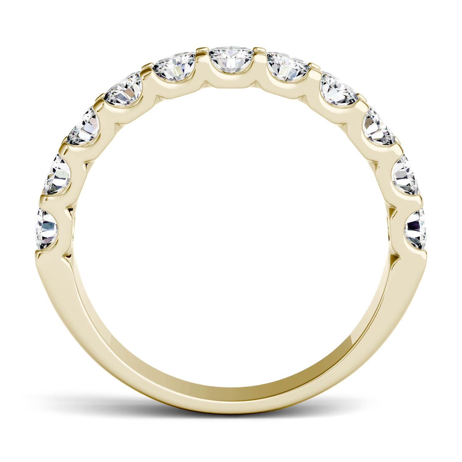 1.1 CTW DEW Round Moissanite Anniversary Band in 14K Yellow Gold