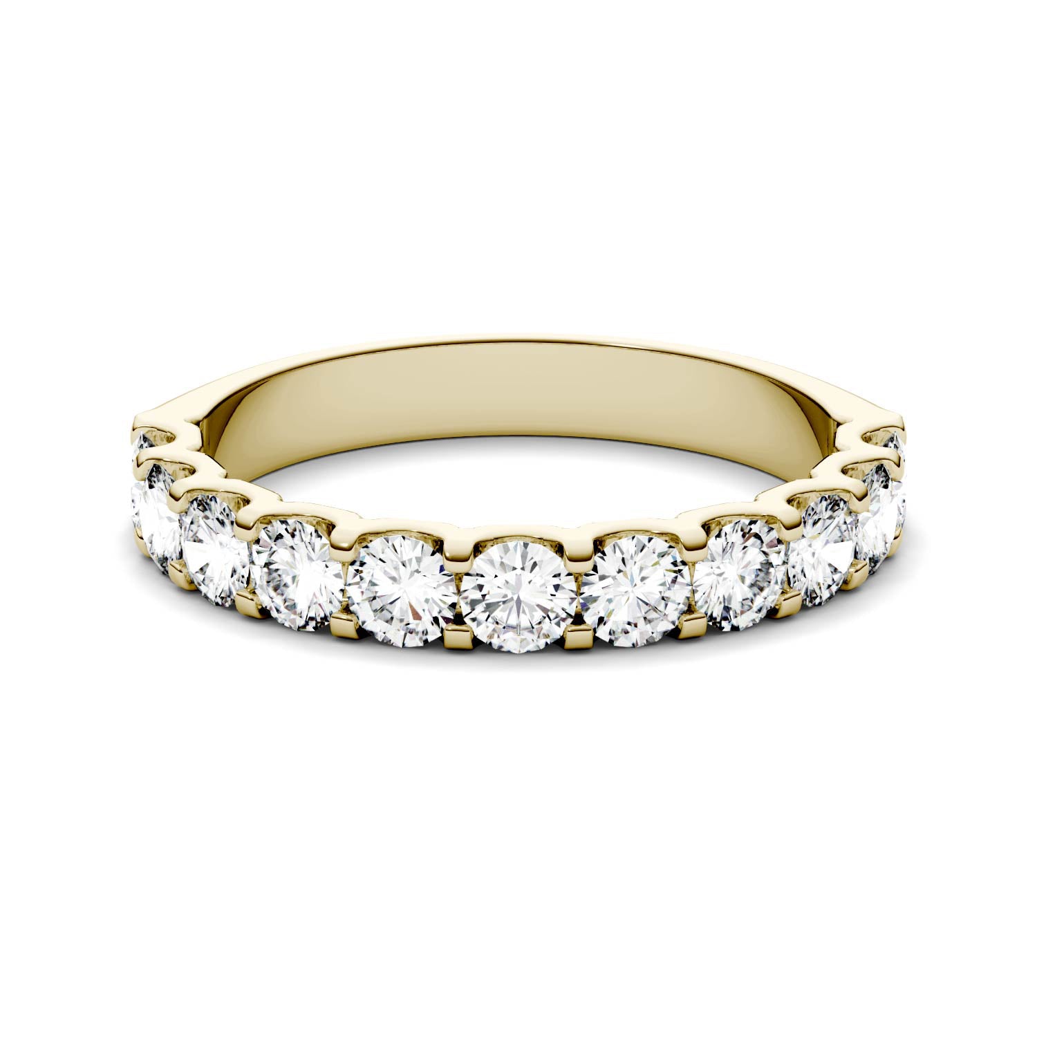 1.1 CTW DEW Round Moissanite Anniversary Band in 14K Yellow Gold