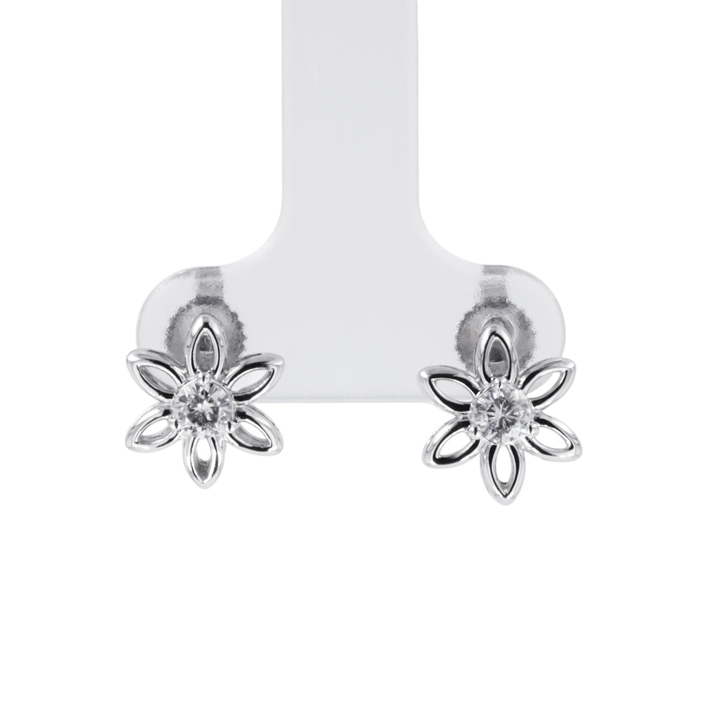 0.26 CTW DEW Flower Stud Earrings Sterling