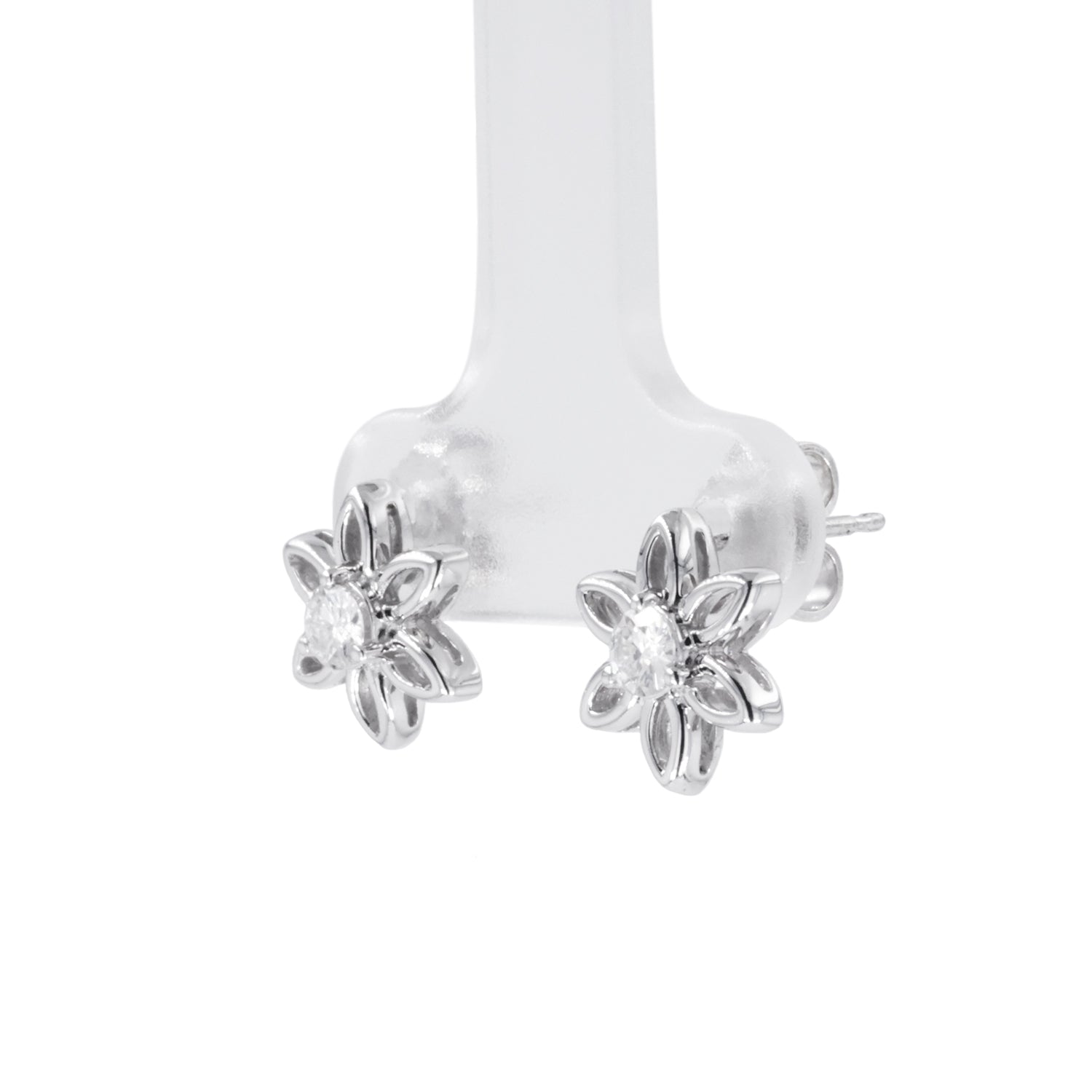 0.26 CTW DEW Moissanite Flower Stud Earrings in Sterling Silver