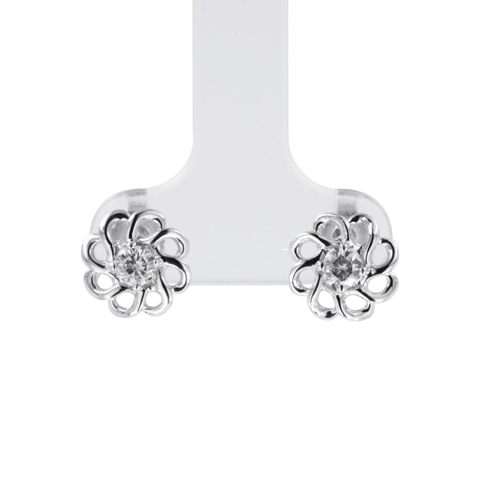 0.26 CTW DEW Round Floral Stud Earrings Sterling
