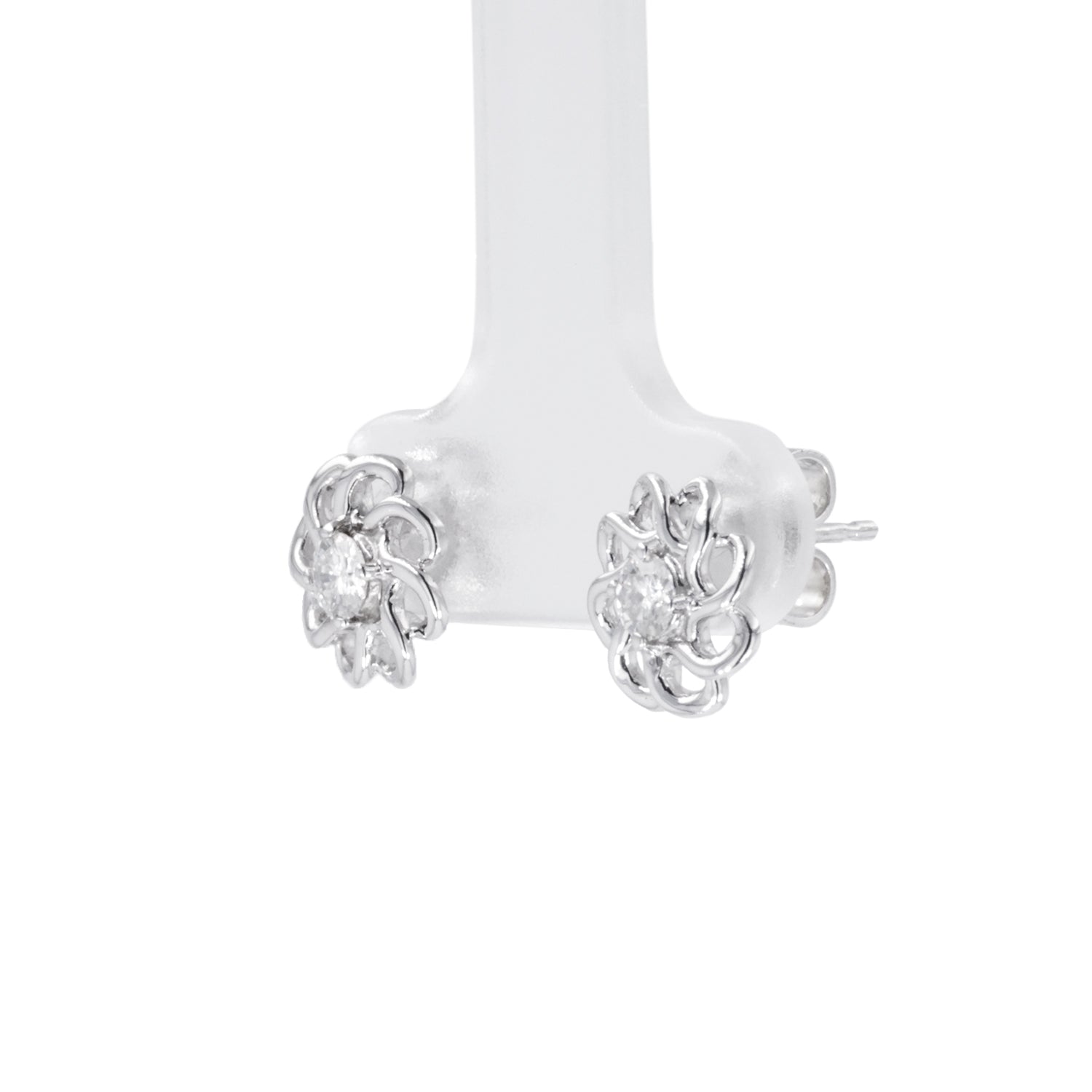 0.26 CTW DEW Round Floral Moissanite Stud Earrings in Sterling Silver