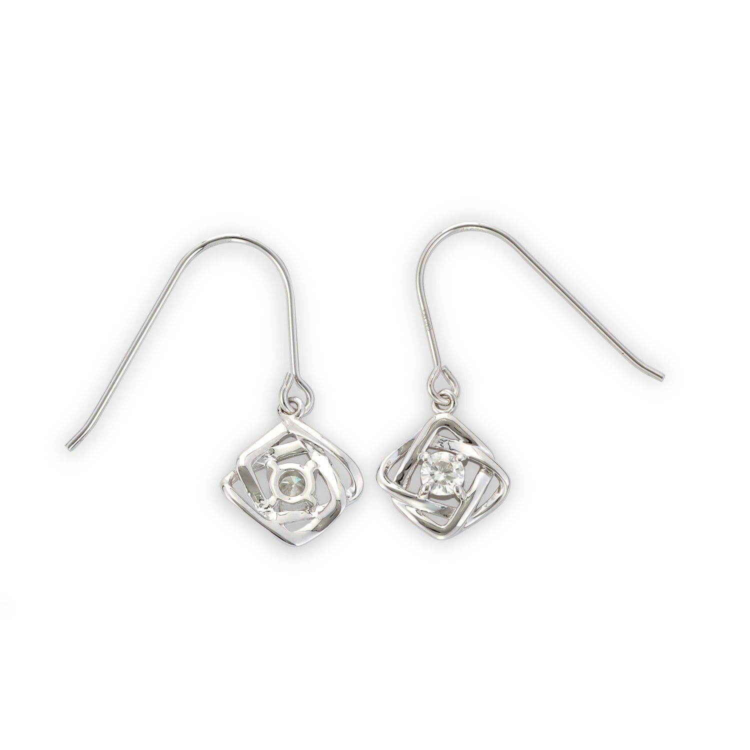 0.26 CTW DEW Round Moissanite Drop Earrings in Sterling Silver