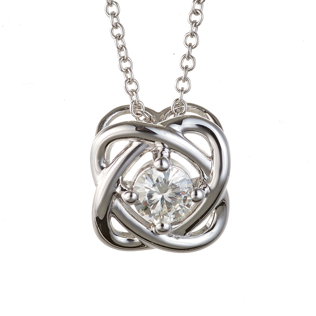 0.33 CTW DEW Round Love Knot Pendant Sterling