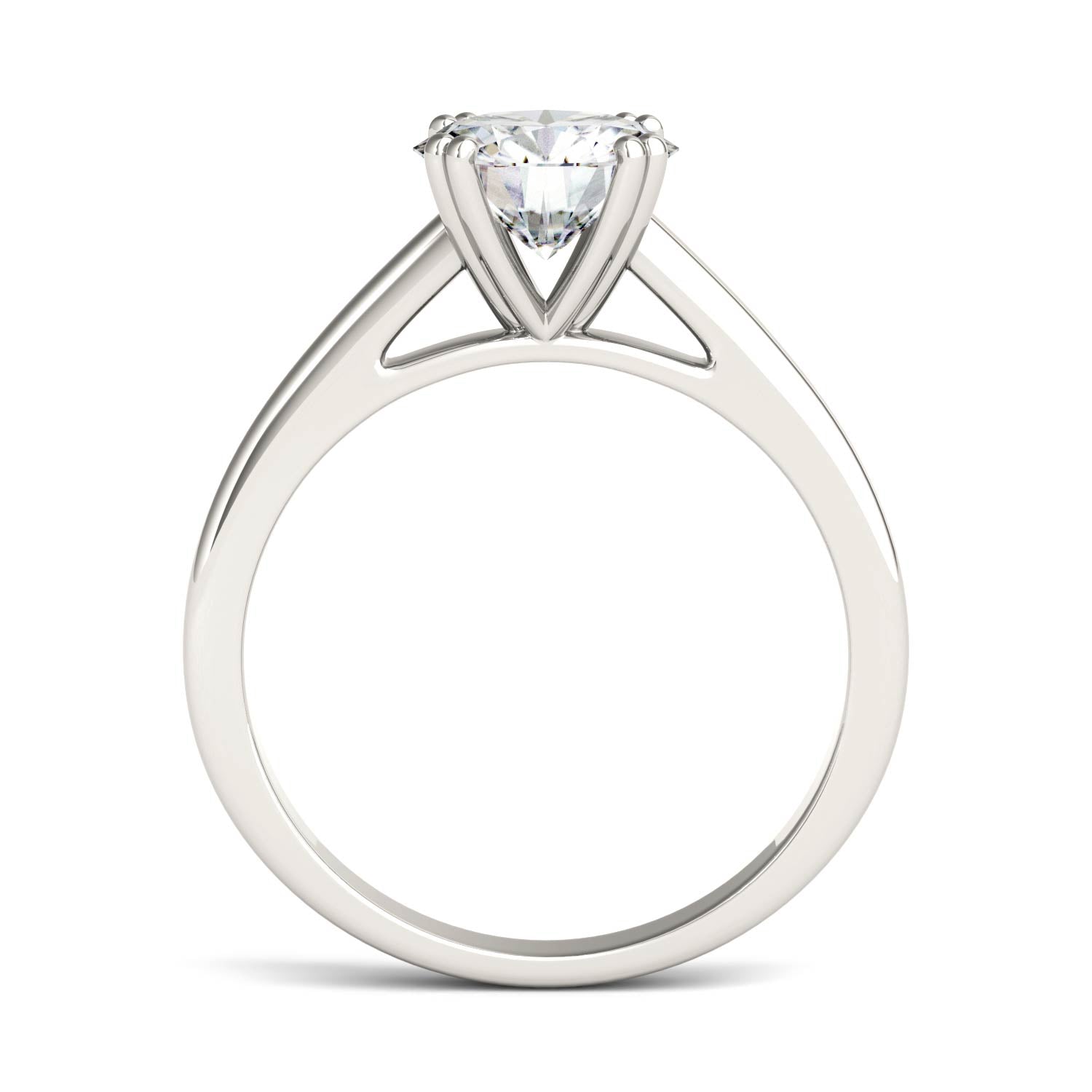 1.50 CTW DEW Round Moissanite Double Prong Solitaire Engagement Ring in 14K White Gold