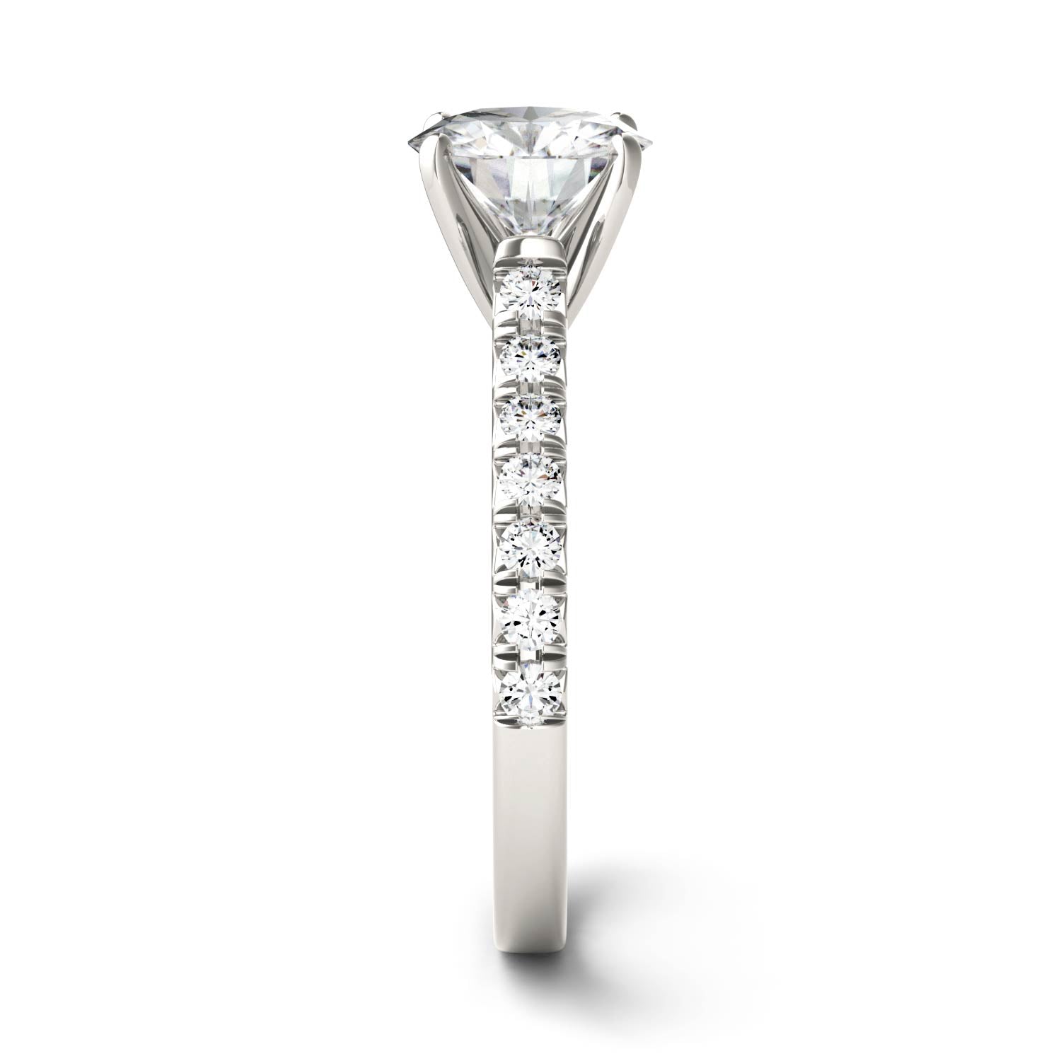 1.88 CTW DEW Round Moissanite Stone-Stone Engagement Ring in 14K White Gold