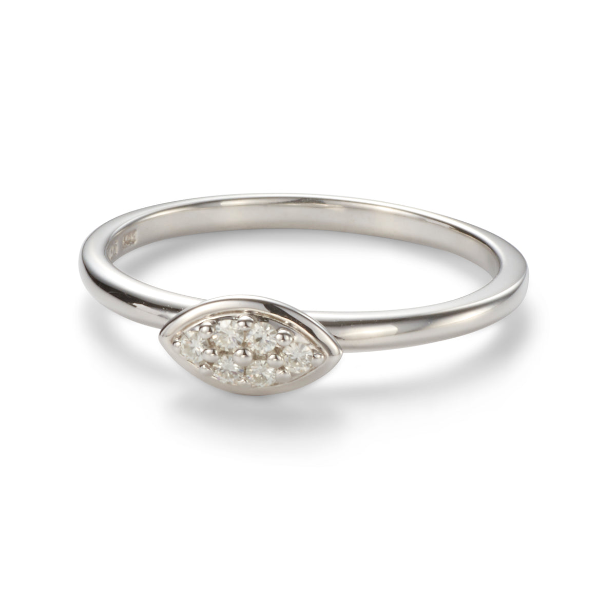 Forever Bright 0.08 CTW Moissanite Marquise Pave Pillow Ring Sterling Silver