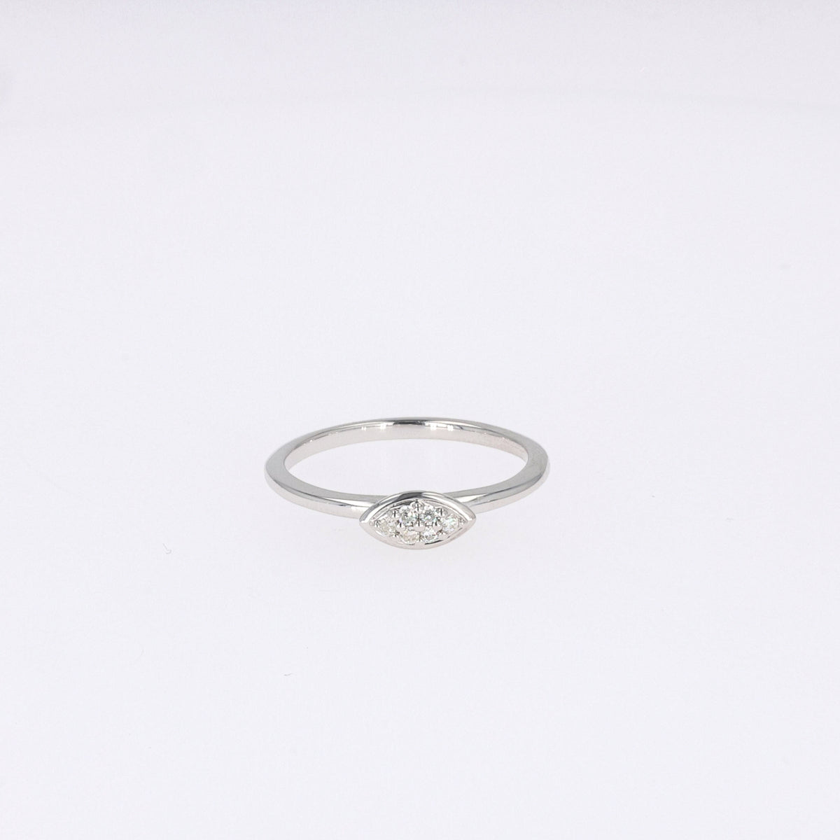 Forever Bright 0.08 CTW Moissanite Marquise Pave Pillow Ring Sterling Silver