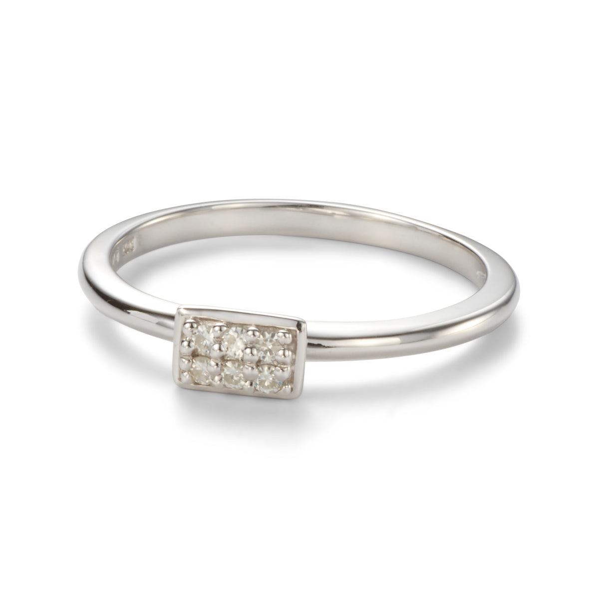 Forever Bright 0.08 CTW Moissanite Horizontal Rectangle Pave Ring 925 Silver