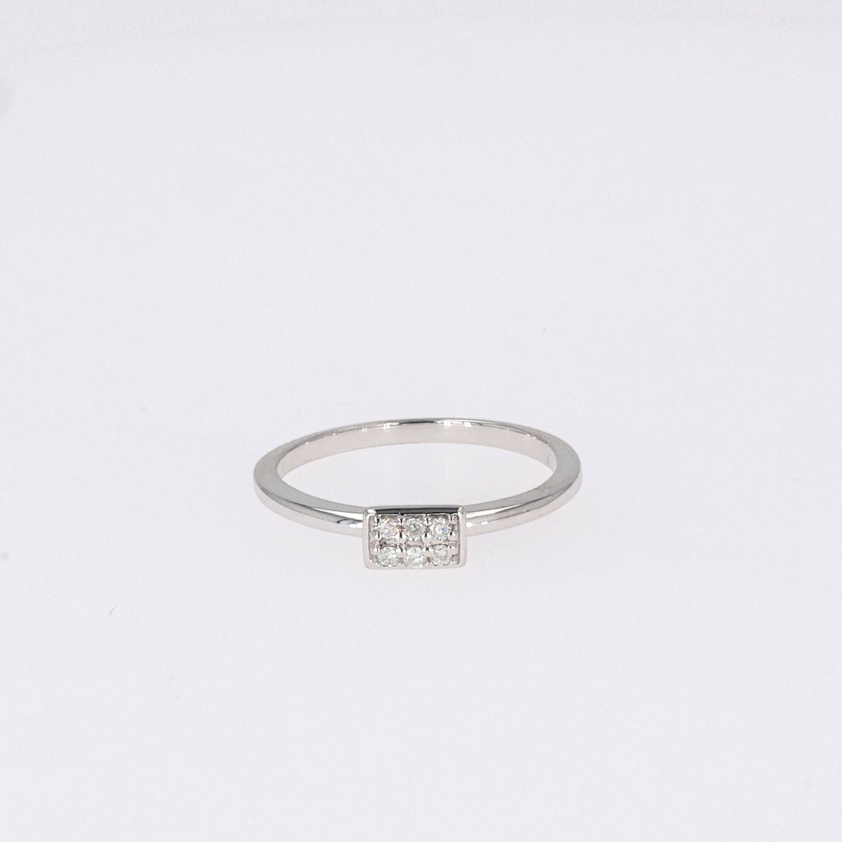 Forever Bright 0.08 CTW Moissanite Horizontal Rectangle Pave Ring 925 Silver