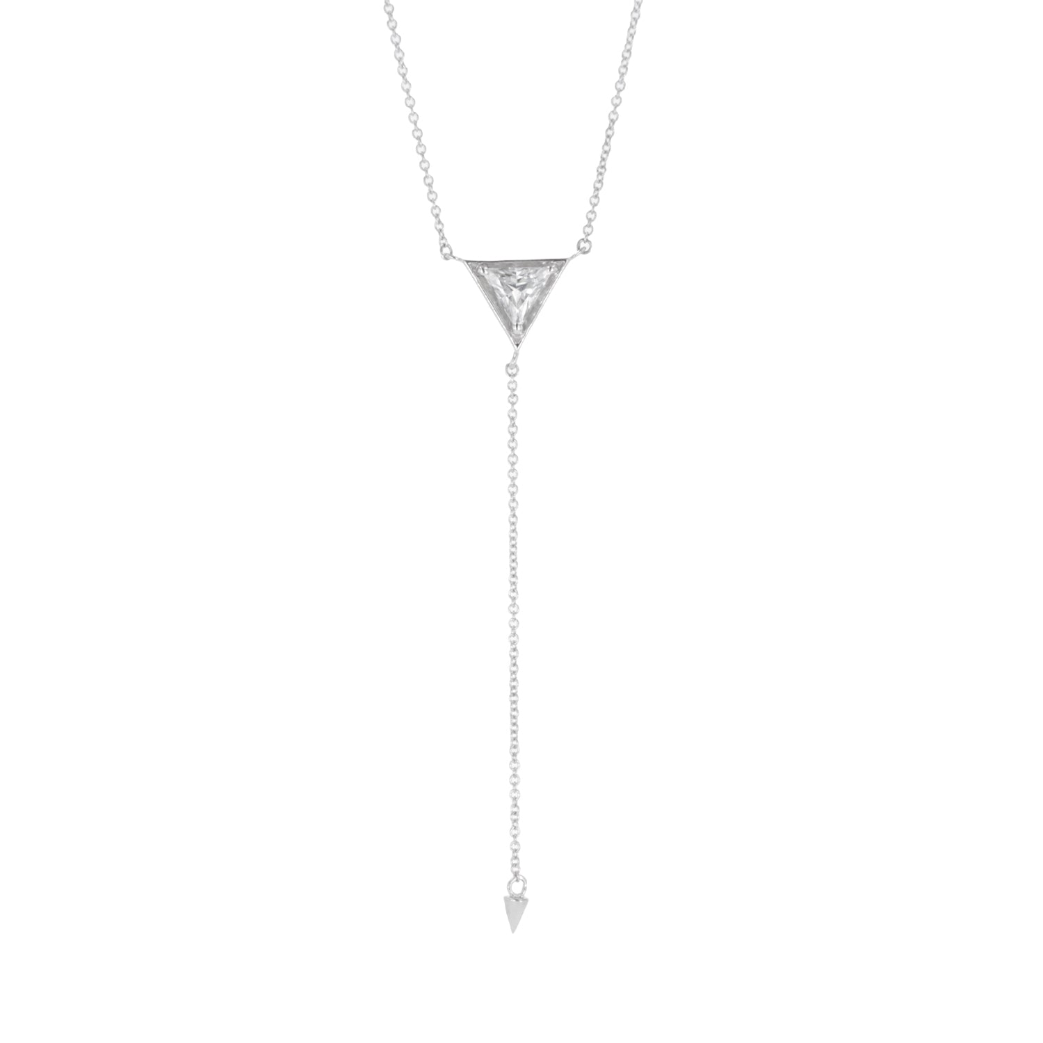 0.70 CTW DEW Triangle Moissanite Bezel Drop Necklace in Sterling Silver
