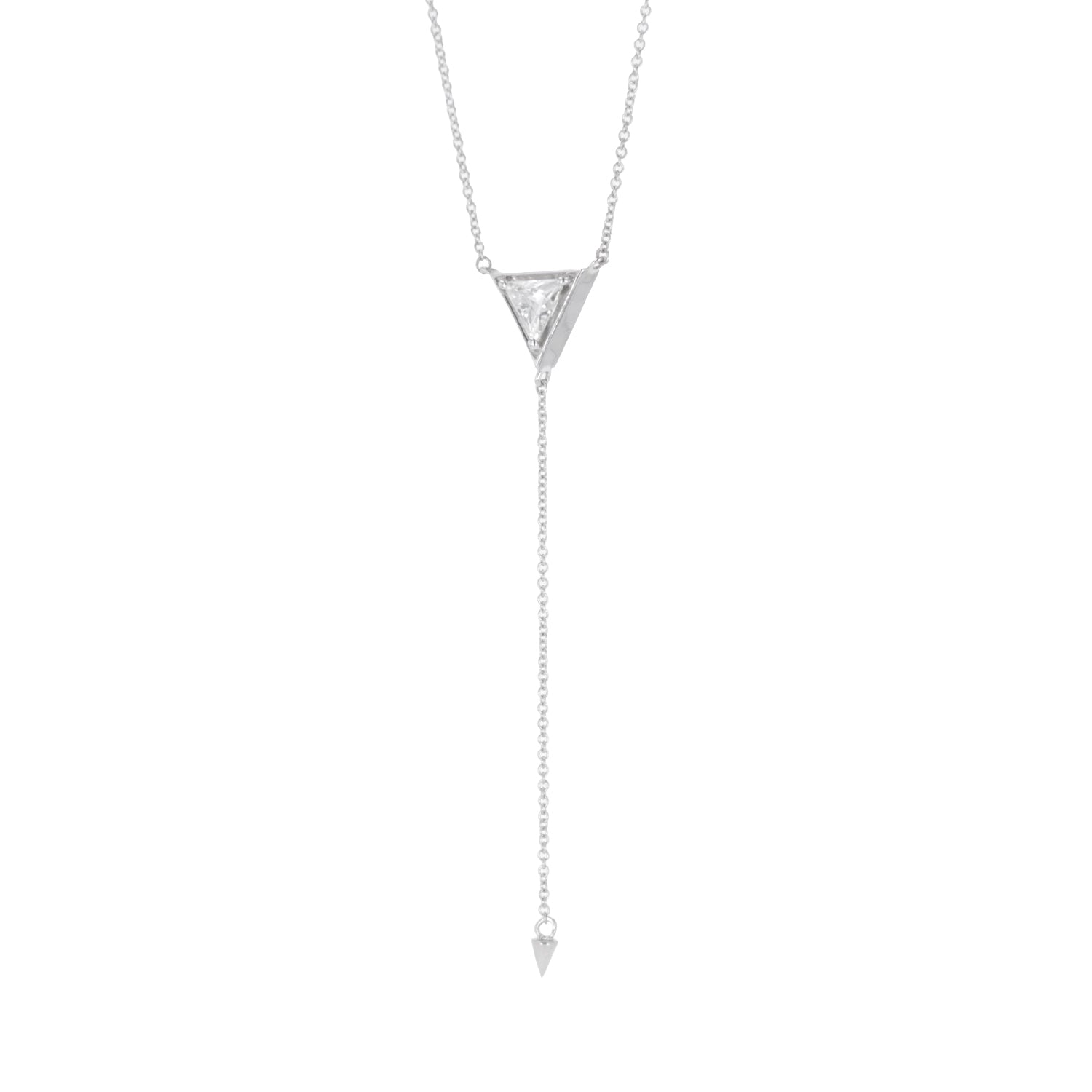 0.70 CTW DEW Triangle Moissanite Bezel Drop Necklace in Sterling Silver