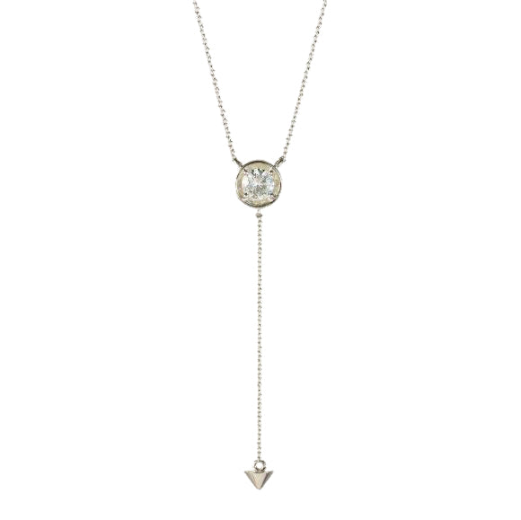 0.80 CTW DEW Round Arrow Drop Necklace Sterling