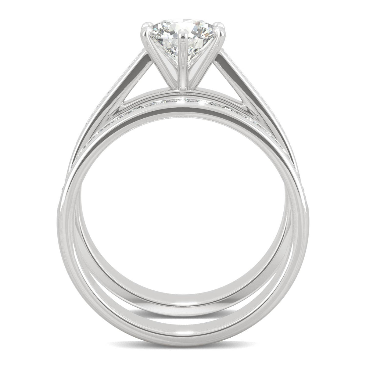 1.64 CTW DEW Round Moissanite Bridal Set in 14K White Gold