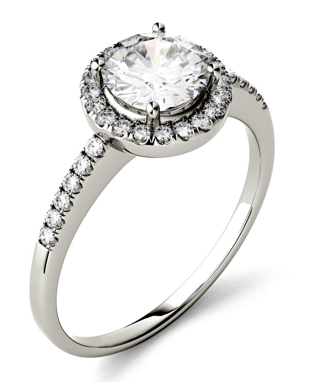 1.30 CTW DEW Round Moissanite Halo Ring in 14K White Gold