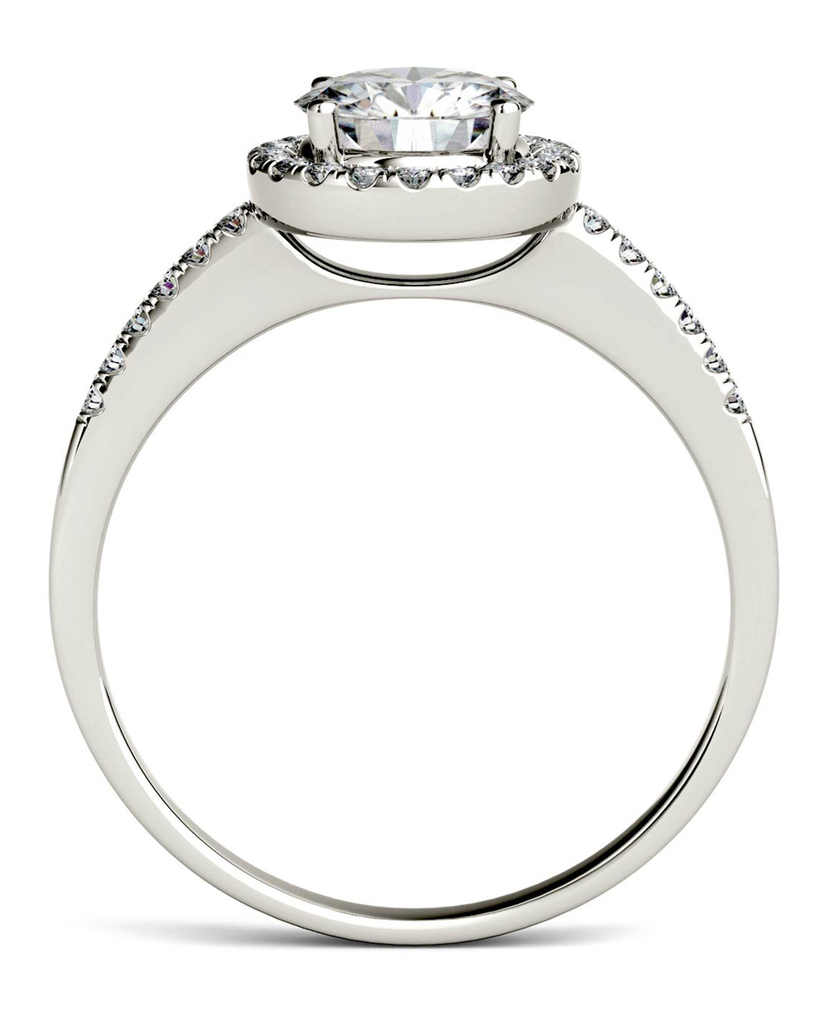 1.30 CTW DEW Round Moissanite Halo Ring in 14K White Gold