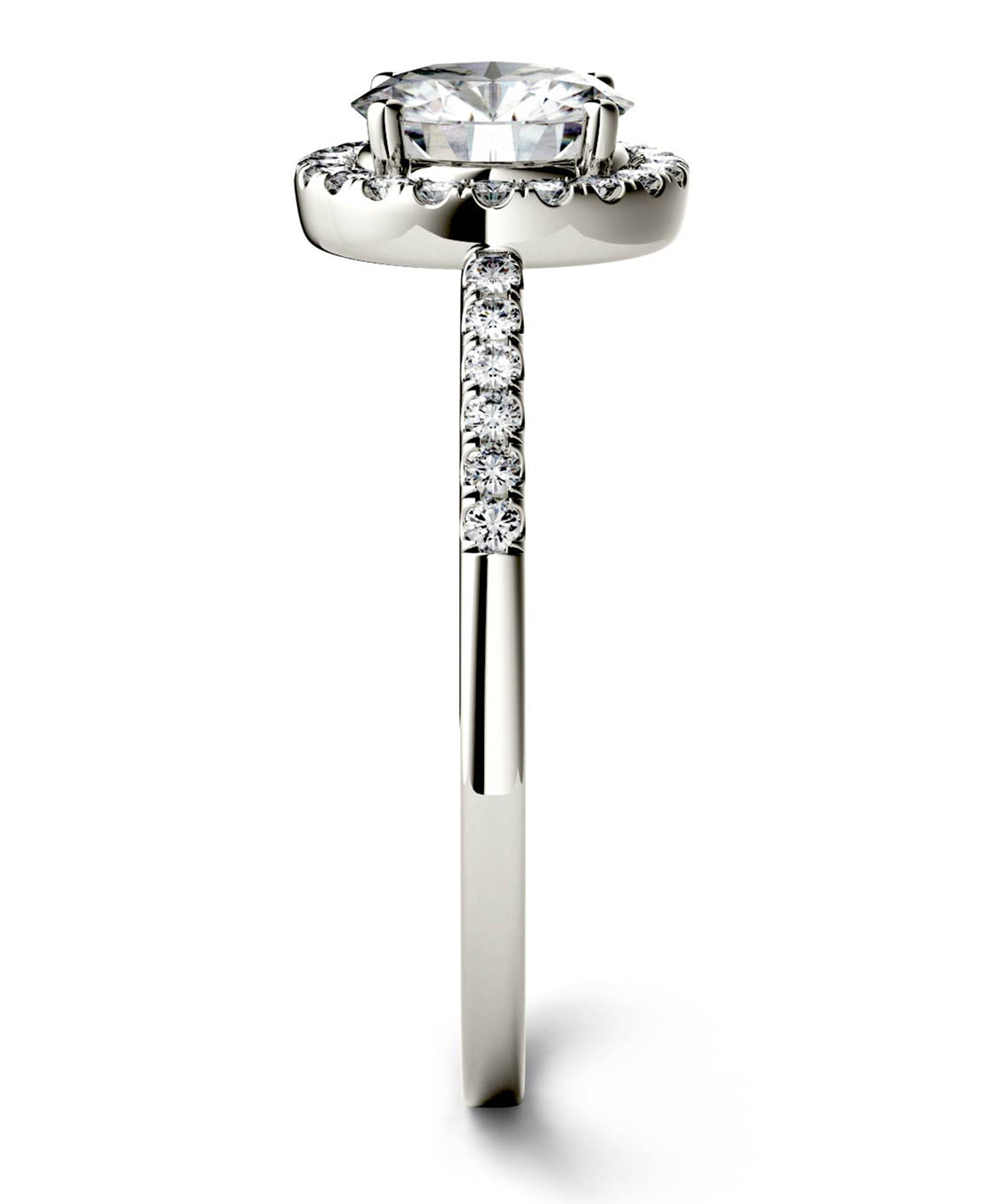 1.30 CTW DEW Round Moissanite Halo Ring in 14K White Gold