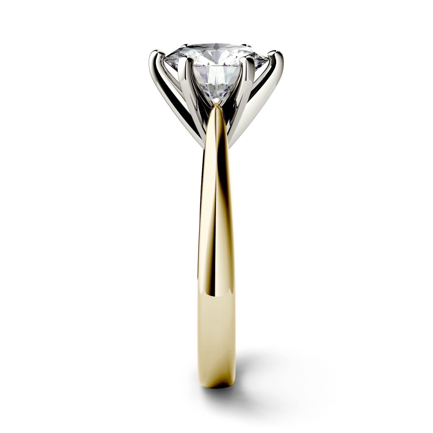 1.90 CTW DEW Round Moissanite Six-Prong Solitaire Ring in 14K Two-Tone Gold