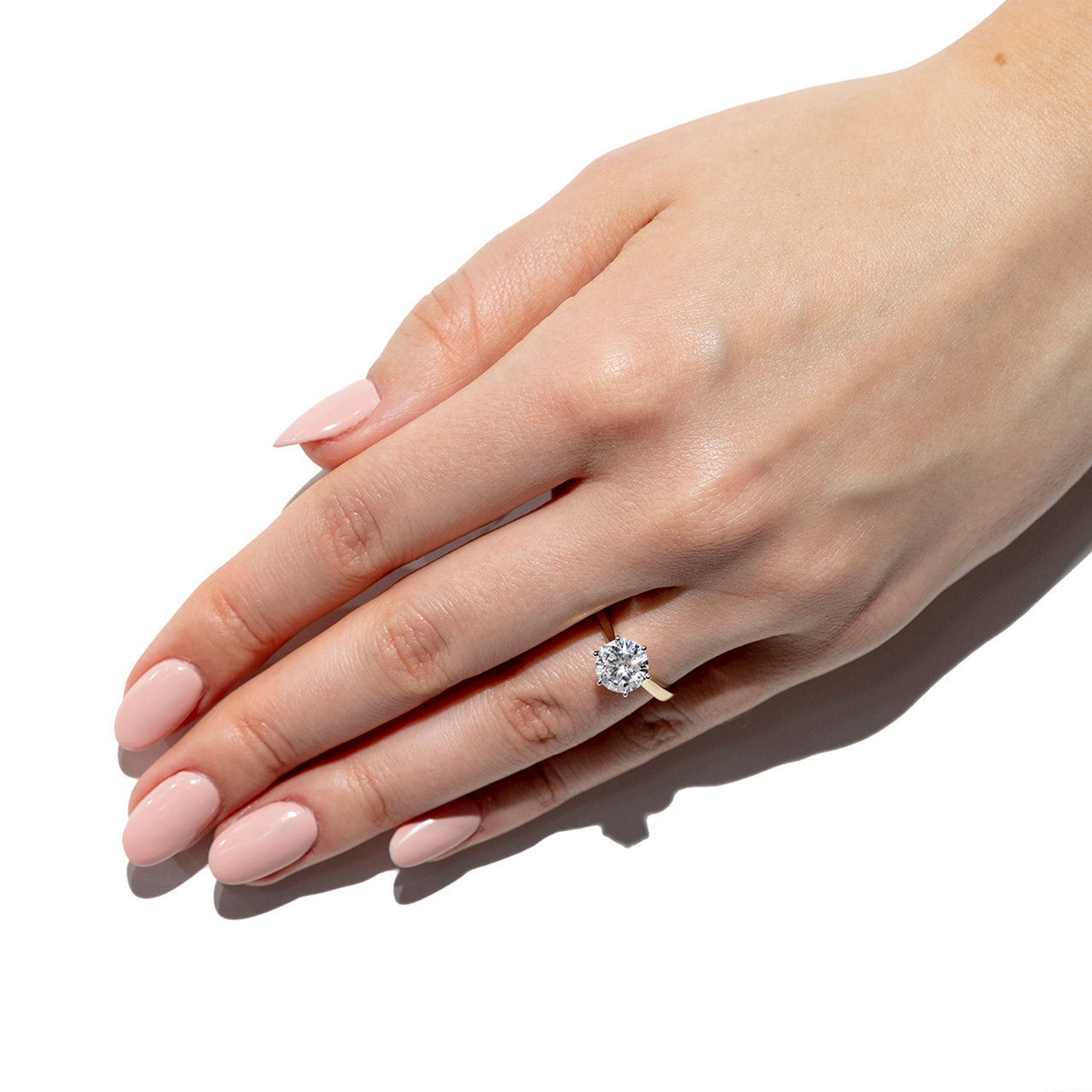 1.90 CTW DEW Round Moissanite Six-Prong Solitaire Ring in 14K Two-Tone Gold