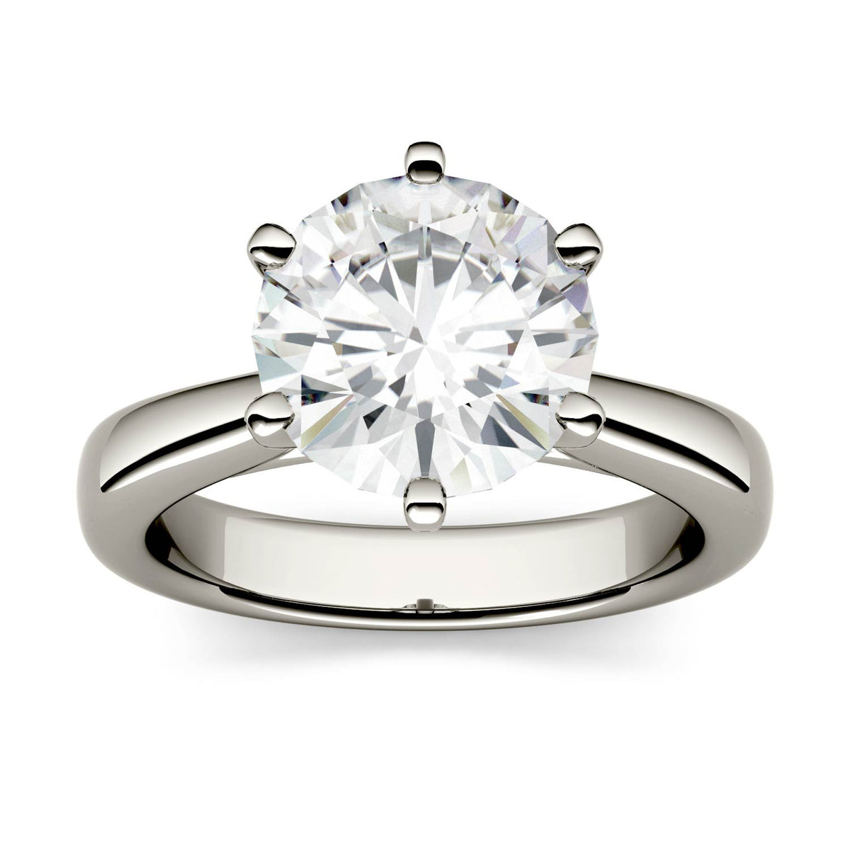 3.10 CTW DEW Round Moissanite Solitaire Ring in 14K White Gold