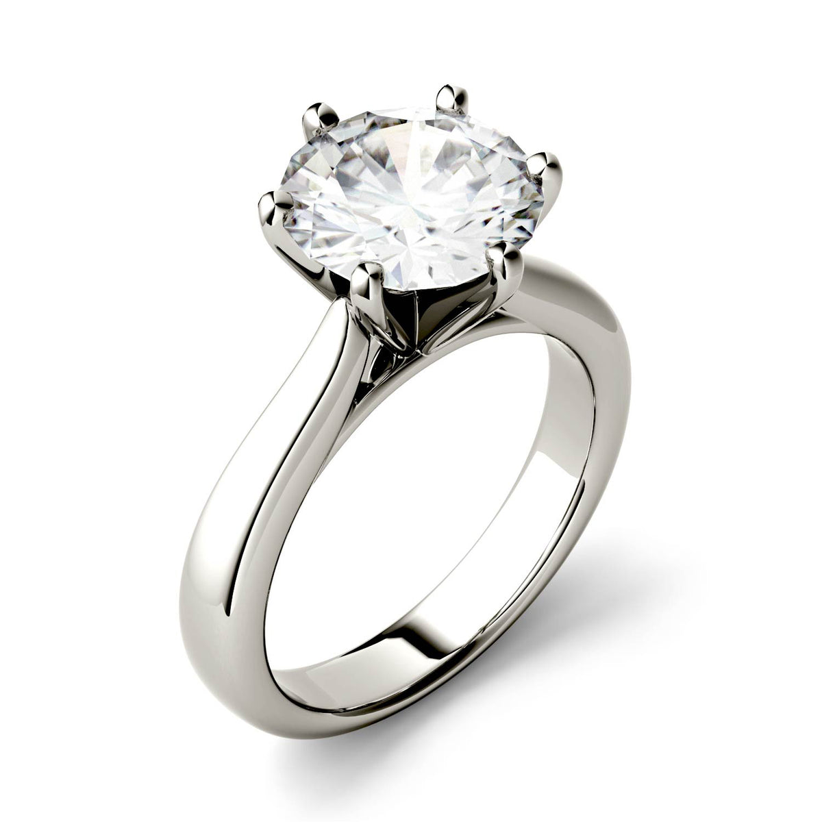 3.10 CTW DEW Round Moissanite Solitaire Ring in 14K White Gold