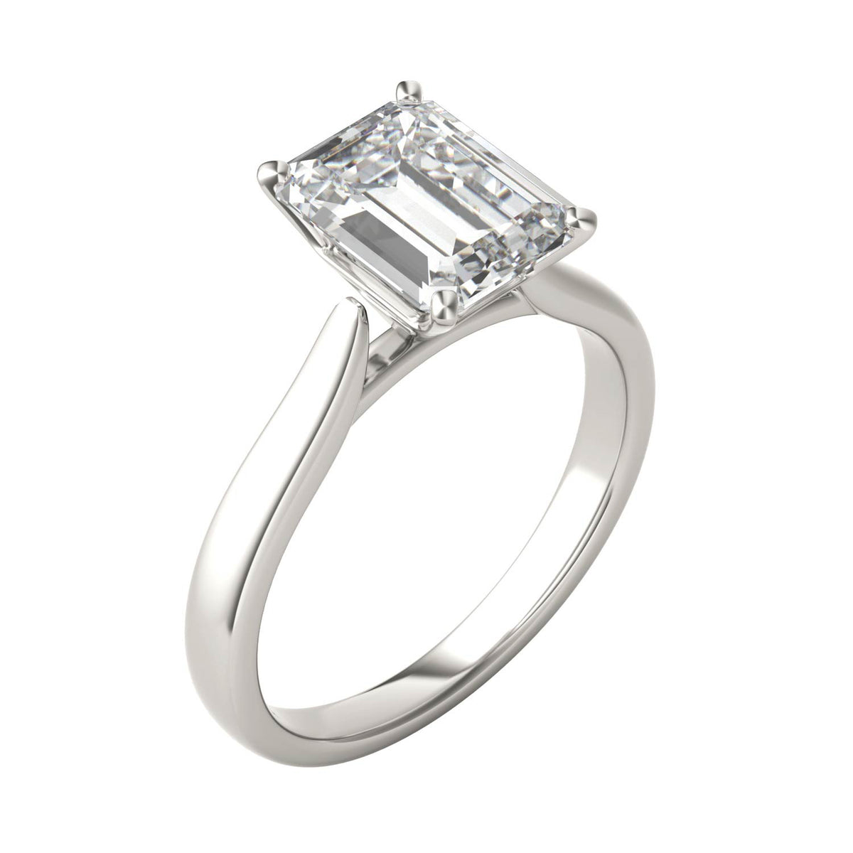 2.52 CTW DEW Emerald Moissanite Solitaire Ring in 14K White Gold