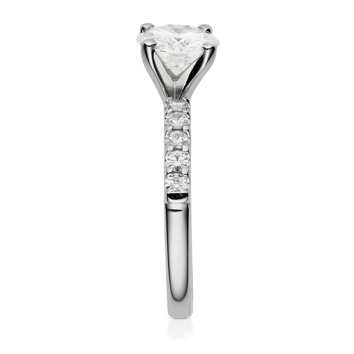 1.80 CTW DEW Round Moissanite Engagement Ring in 14K White Gold