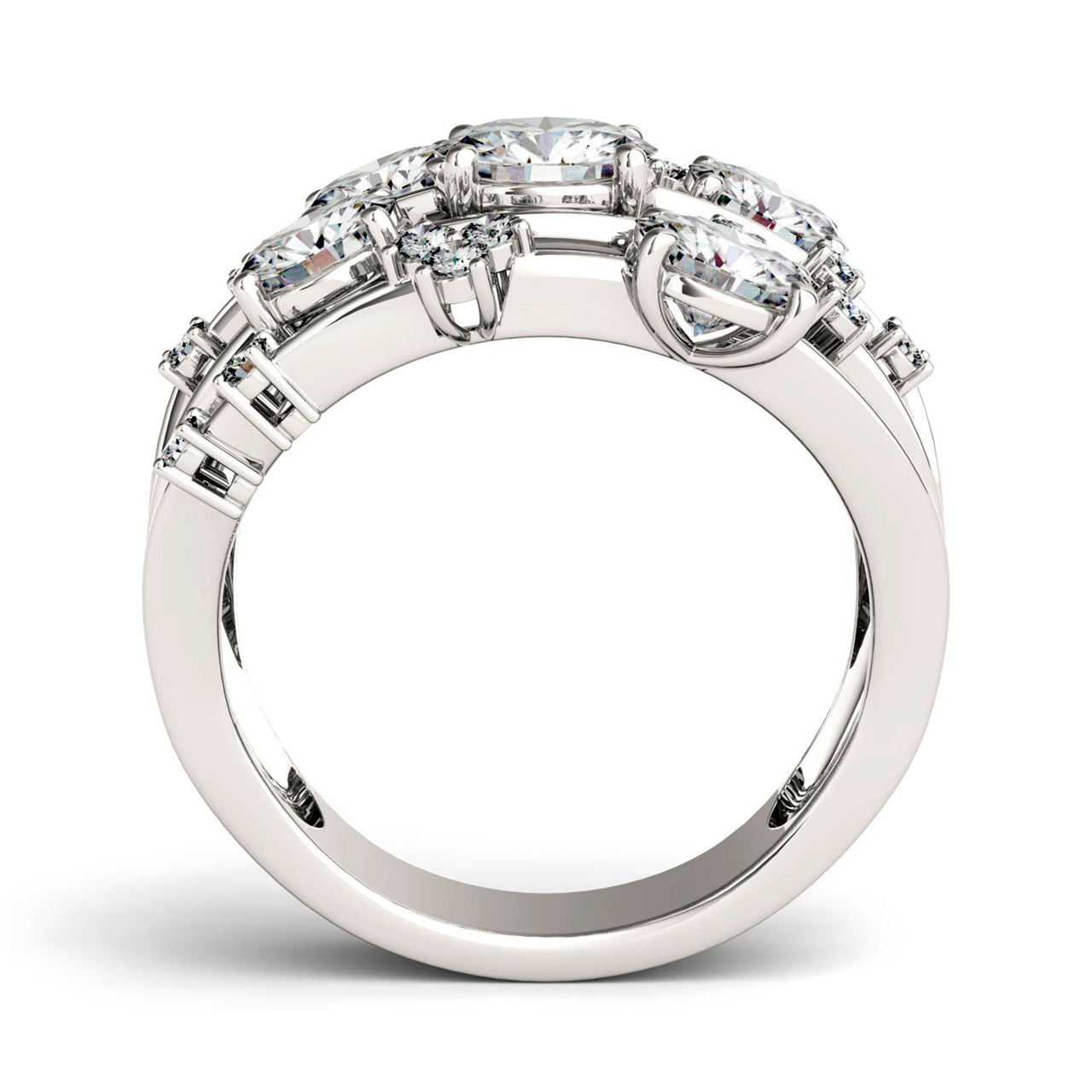 3.14 CTW DEW Round Moissanite Galaxy Ring in 14K White Gold