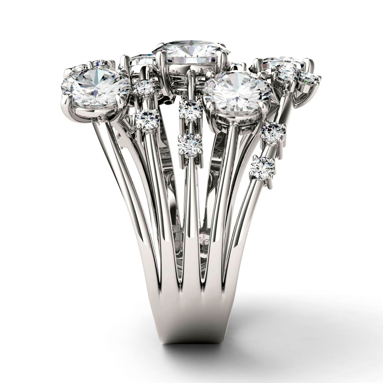 3.14 CTW DEW Round Moissanite Galaxy Ring in 14K White Gold