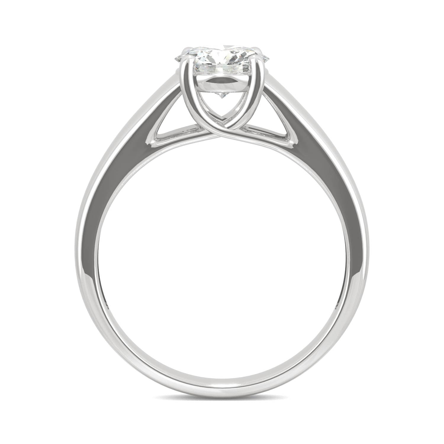 1.00 CTW DEW Round Moissanite Wide Solitaire Engagement Ring in 14K White Gold