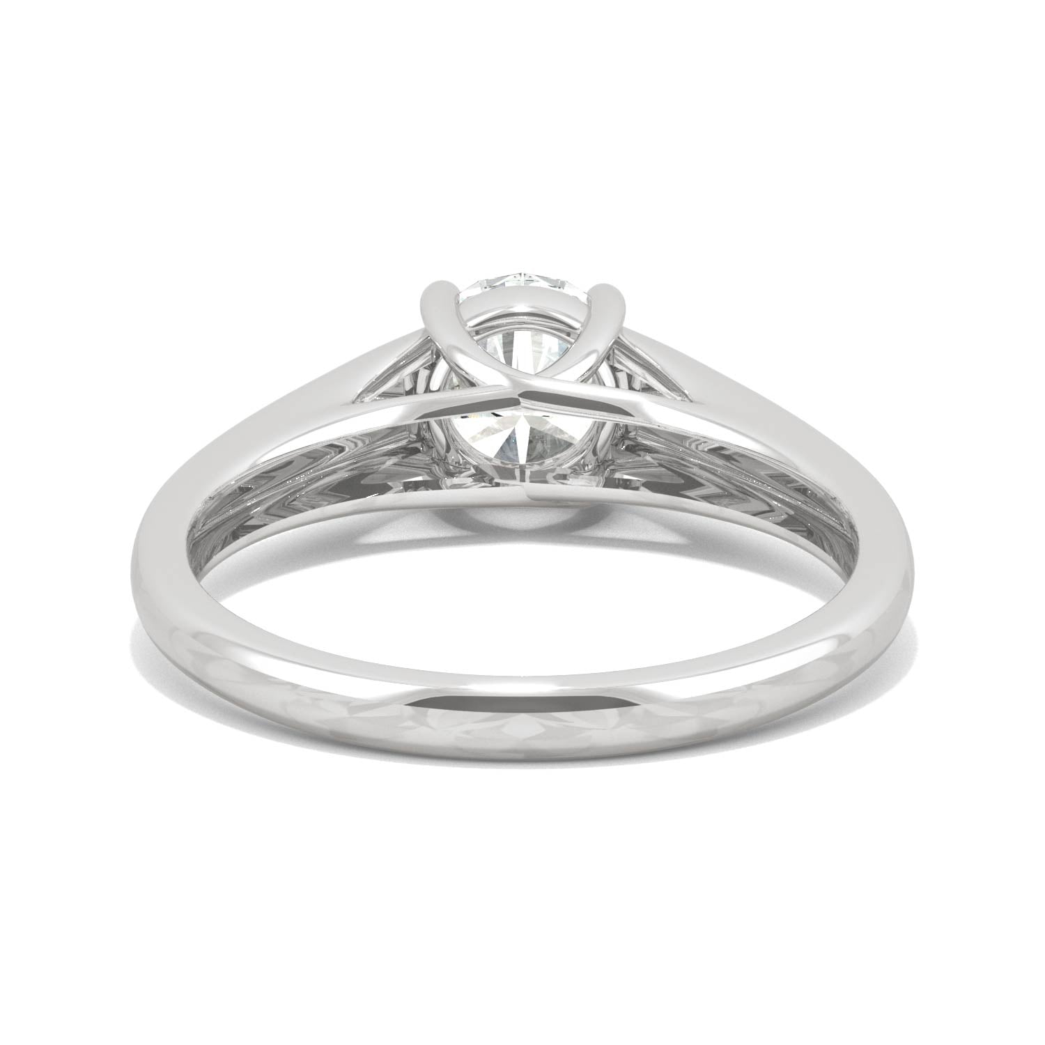 1.00 CTW DEW Round Moissanite Wide Solitaire Engagement Ring in 14K White Gold