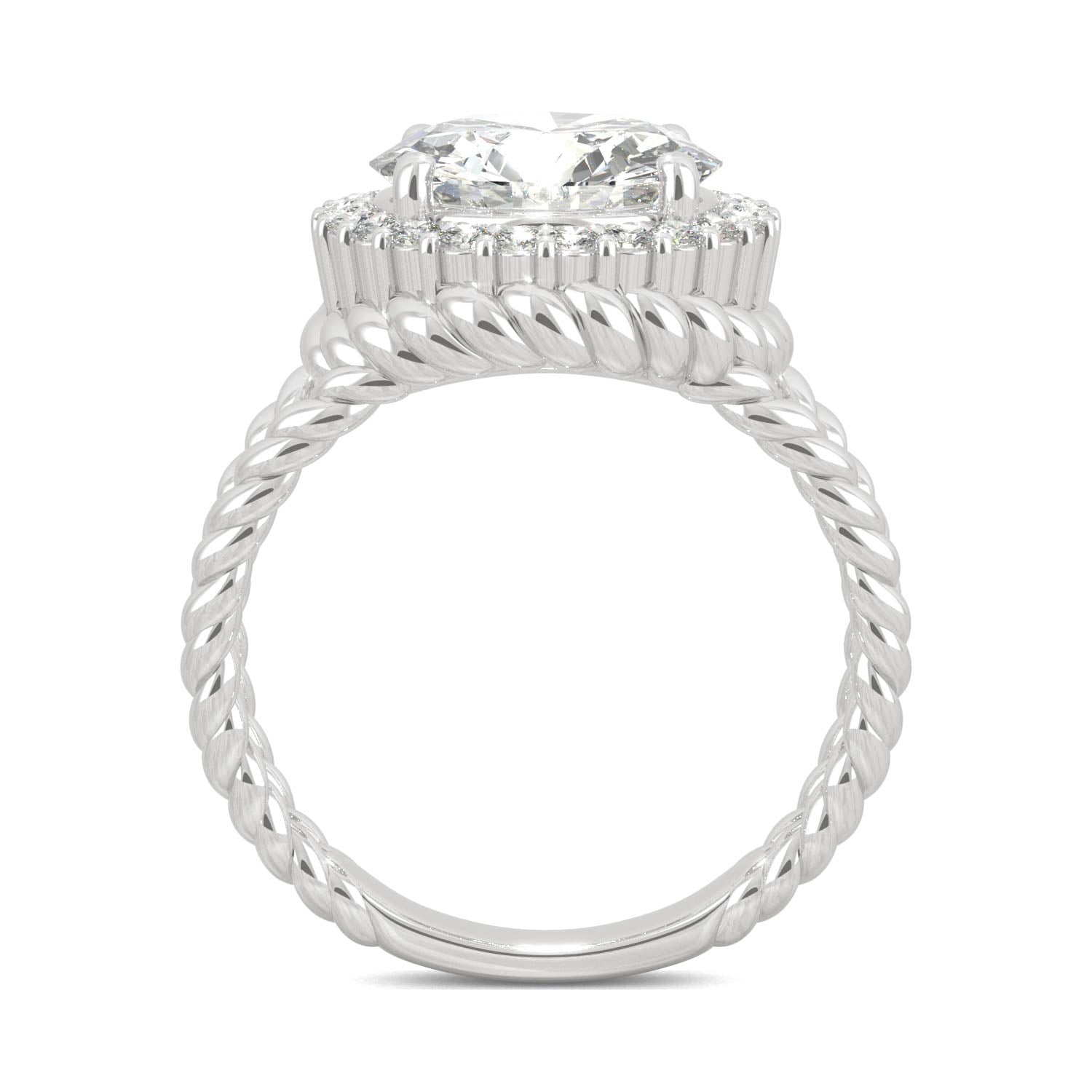 2.94 CTW DEW Round Moissanite Halo Split-Shank Engagement Ring in 14K White Gold