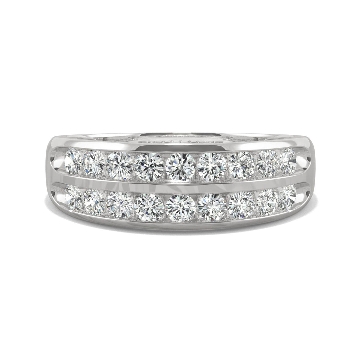 0.72 CTW DEW Round Moissanite Two Row Ring in 14K White Gold