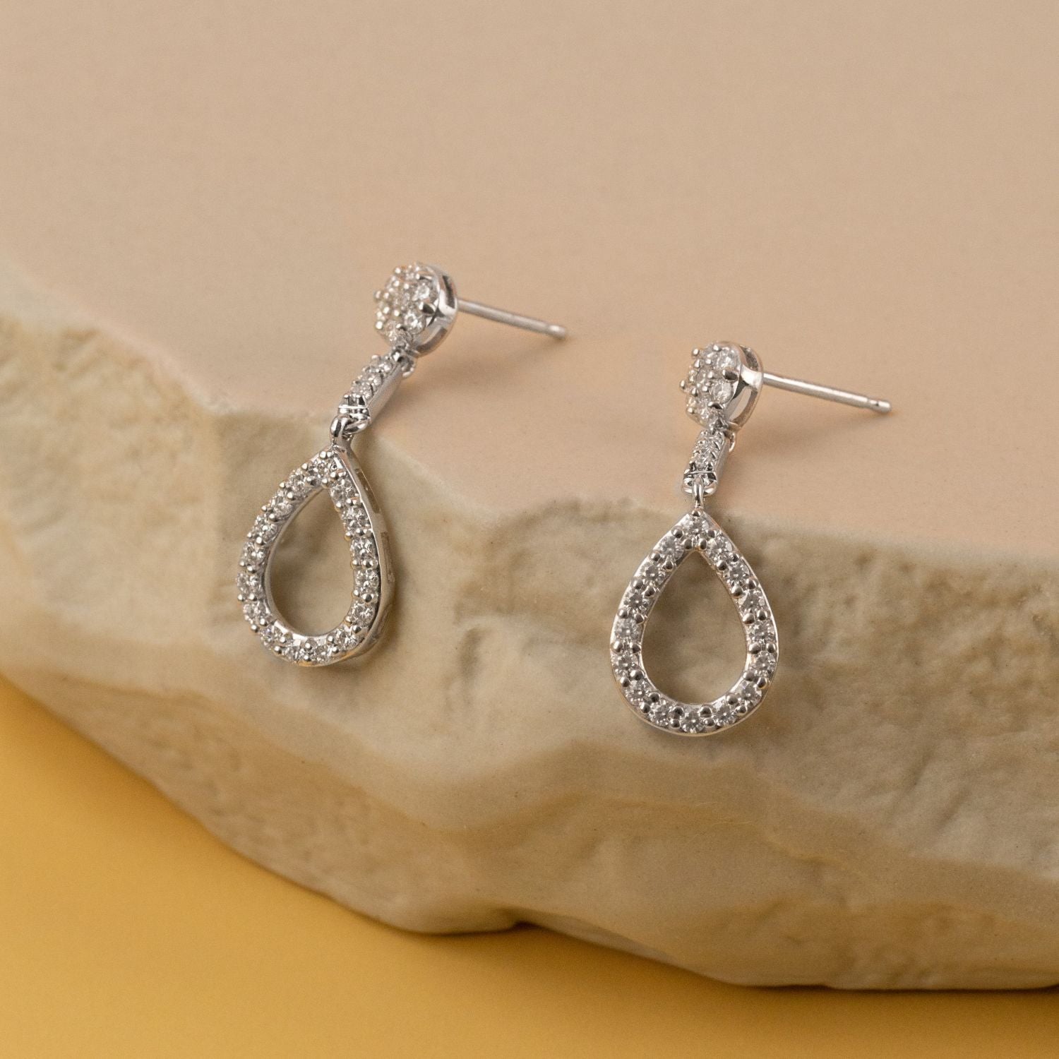 0.52 CTW DEW Moissanite Dangle Drop Earrings in 14K White Gold