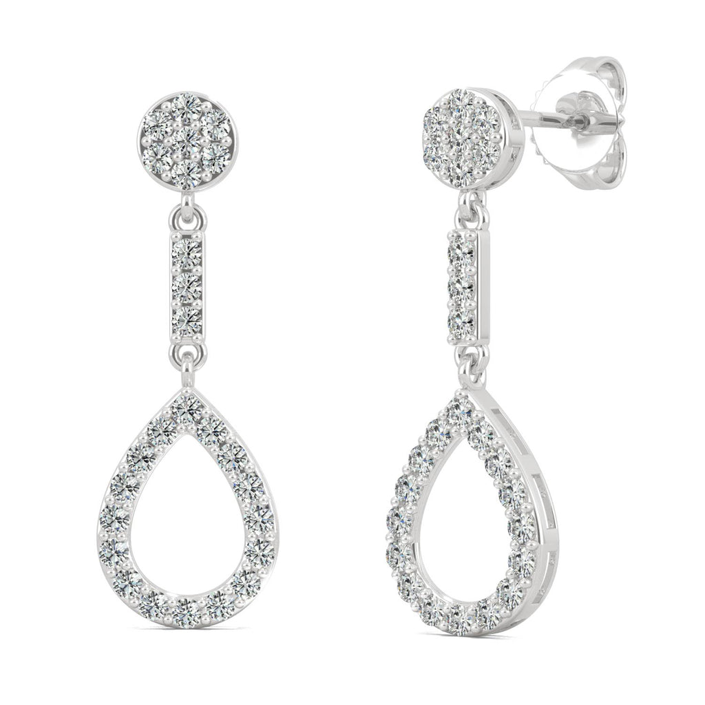 0.52 CTW DEW Dangle Drop Earrings 14K White Gold