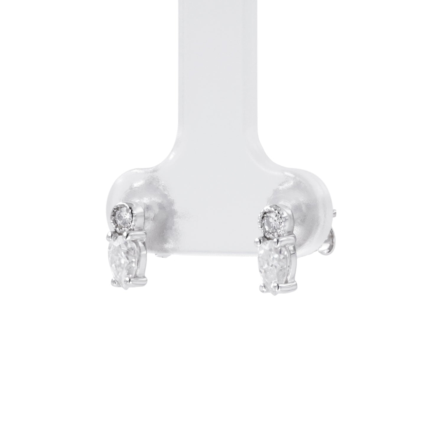 0.48 CTW DEW Round and Pear Moissanite Mini Stud Earrings in 10K White Gold