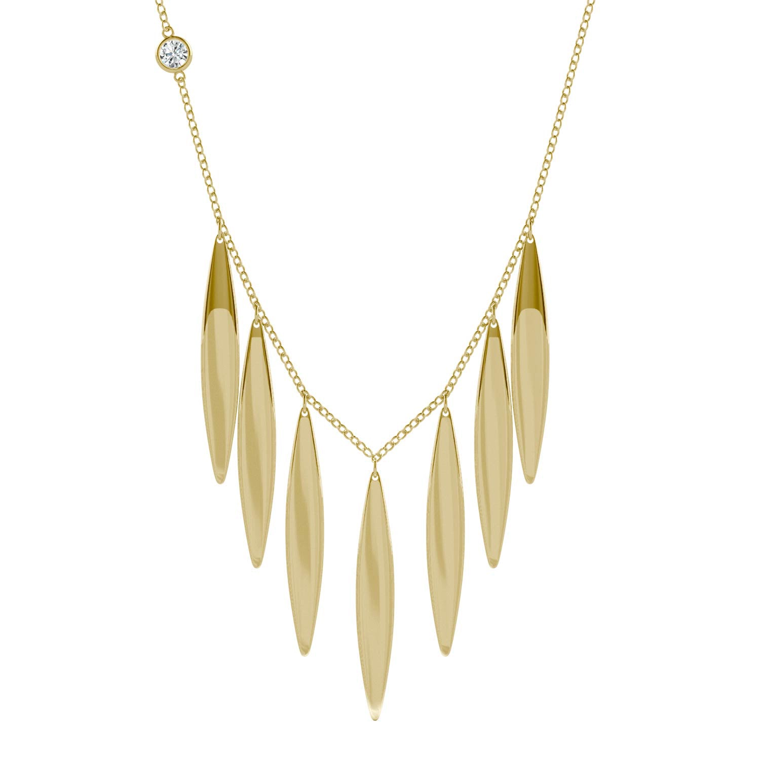 0.10 CTW DEW Round Moissanite Fringe Necklace 14K Yellow Gold