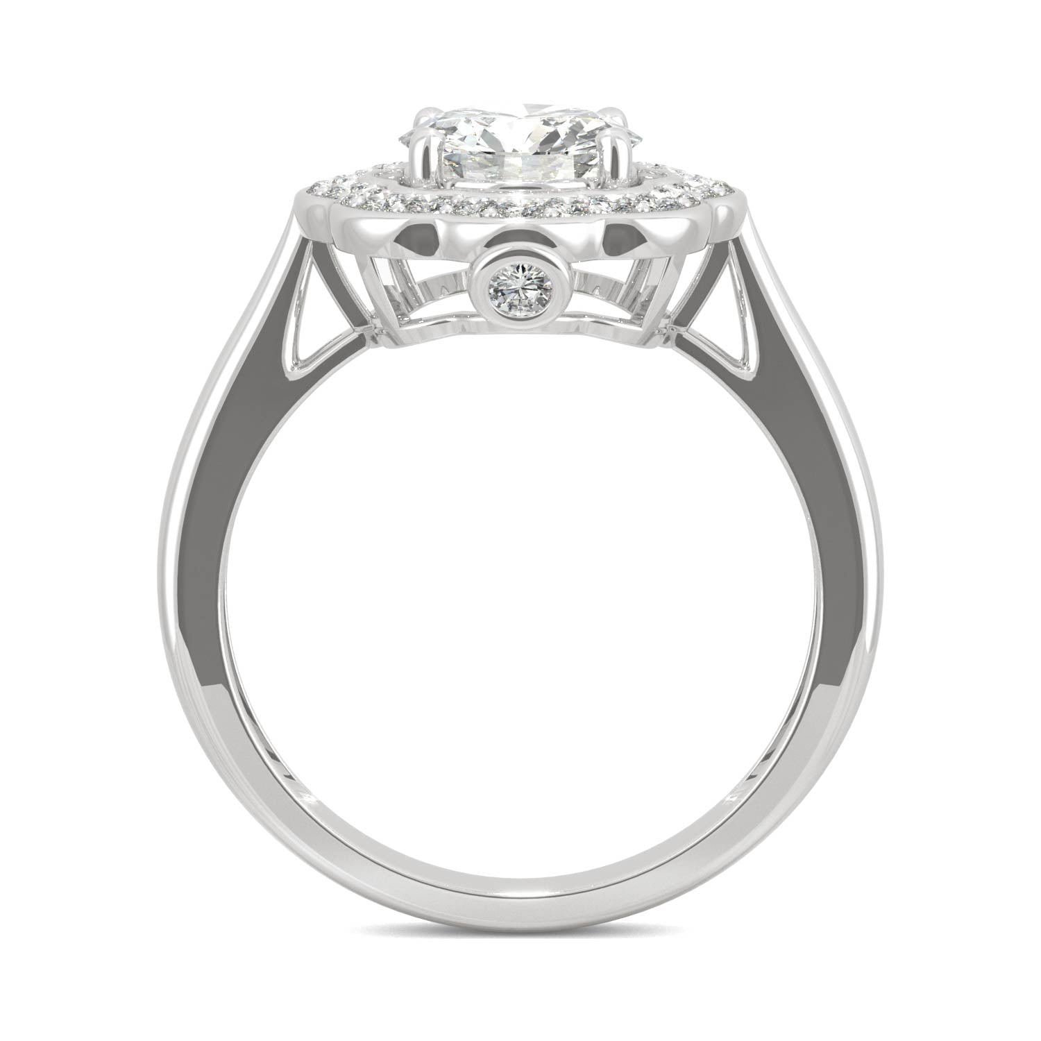 1.29 CTW DEW Round Moissanite Floral Halo Engagement Ring in 14K White Gold