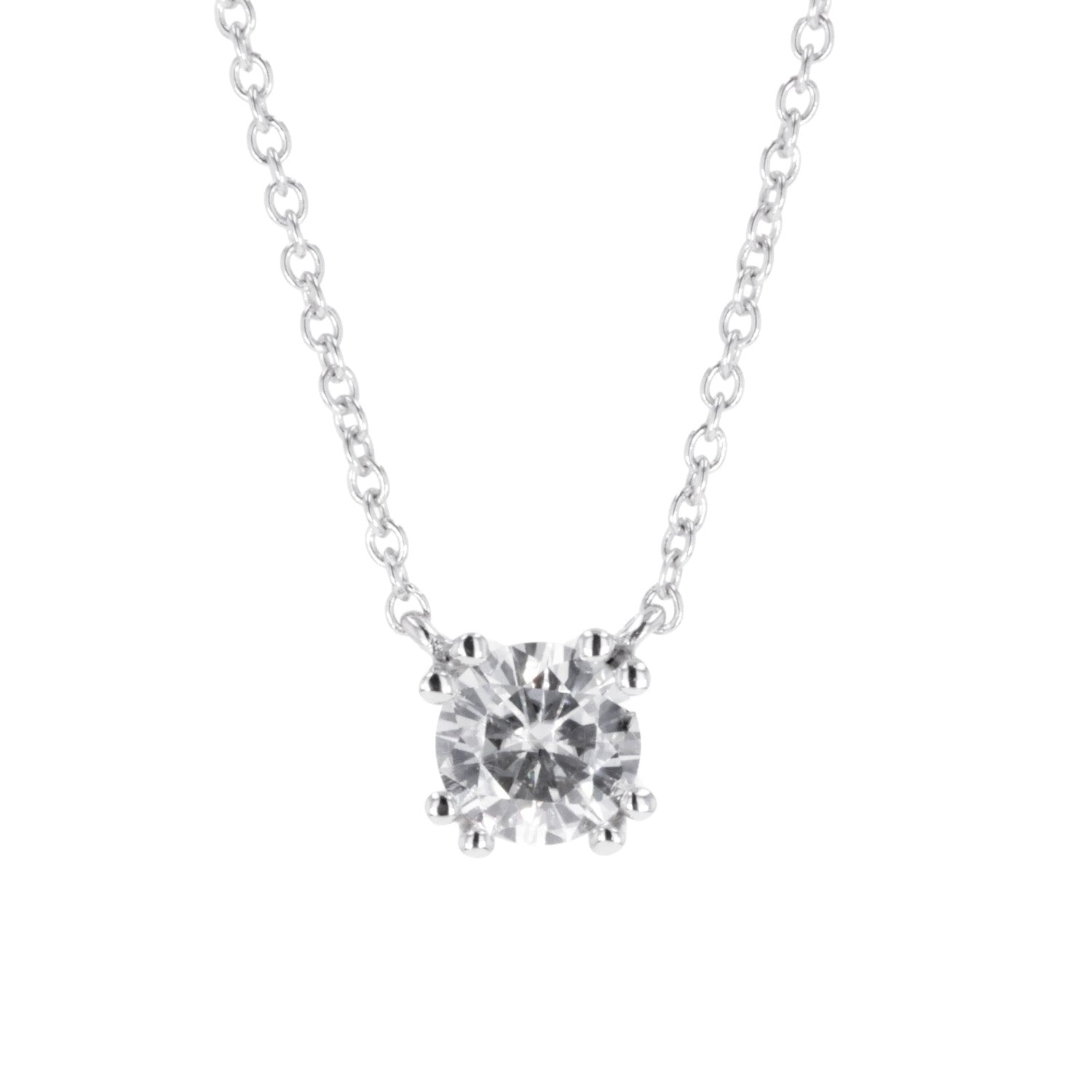 1.00 CTW DEW Round Moissanite Necklace in Sterling Silver