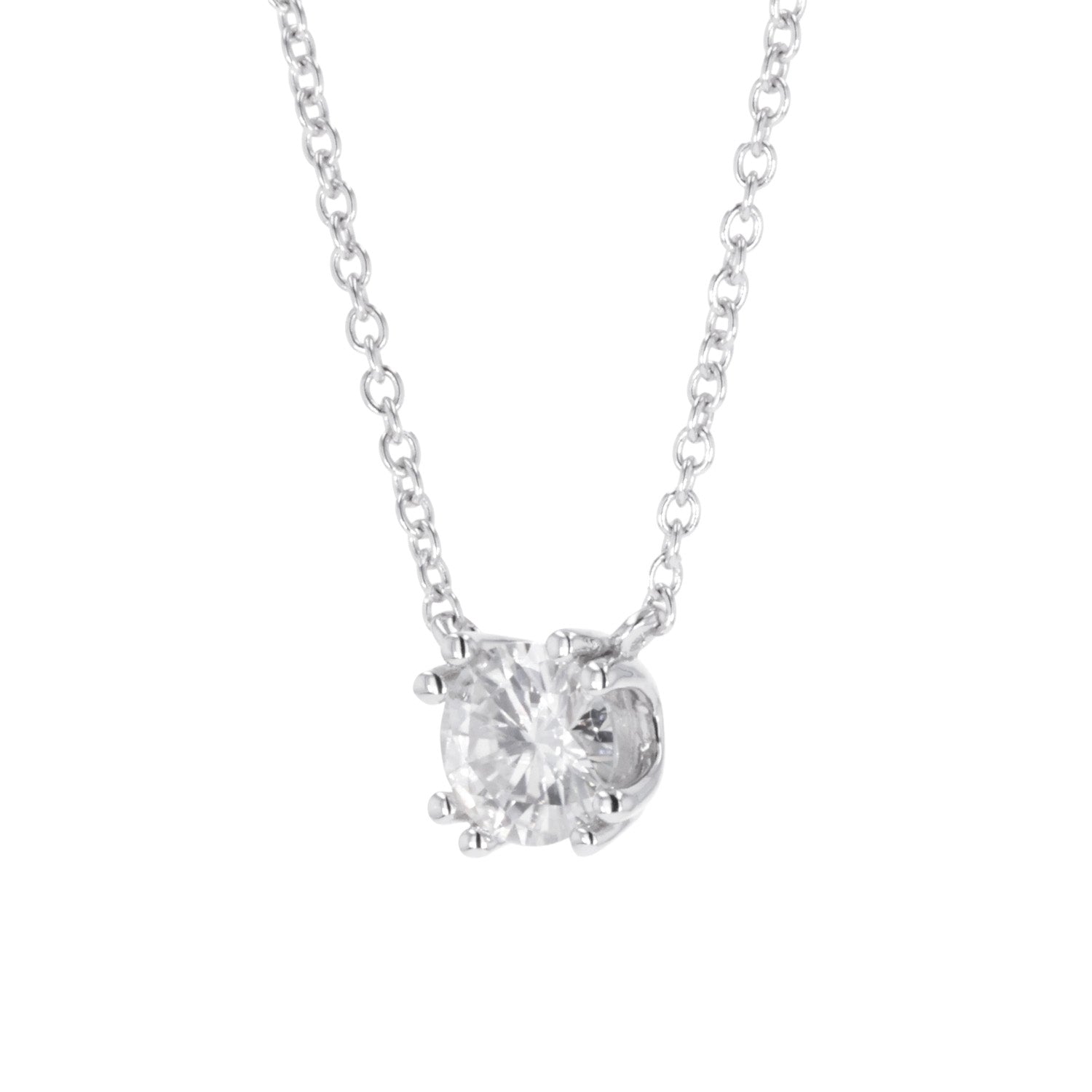 1.00 CTW DEW Round Moissanite Necklace in Sterling Silver