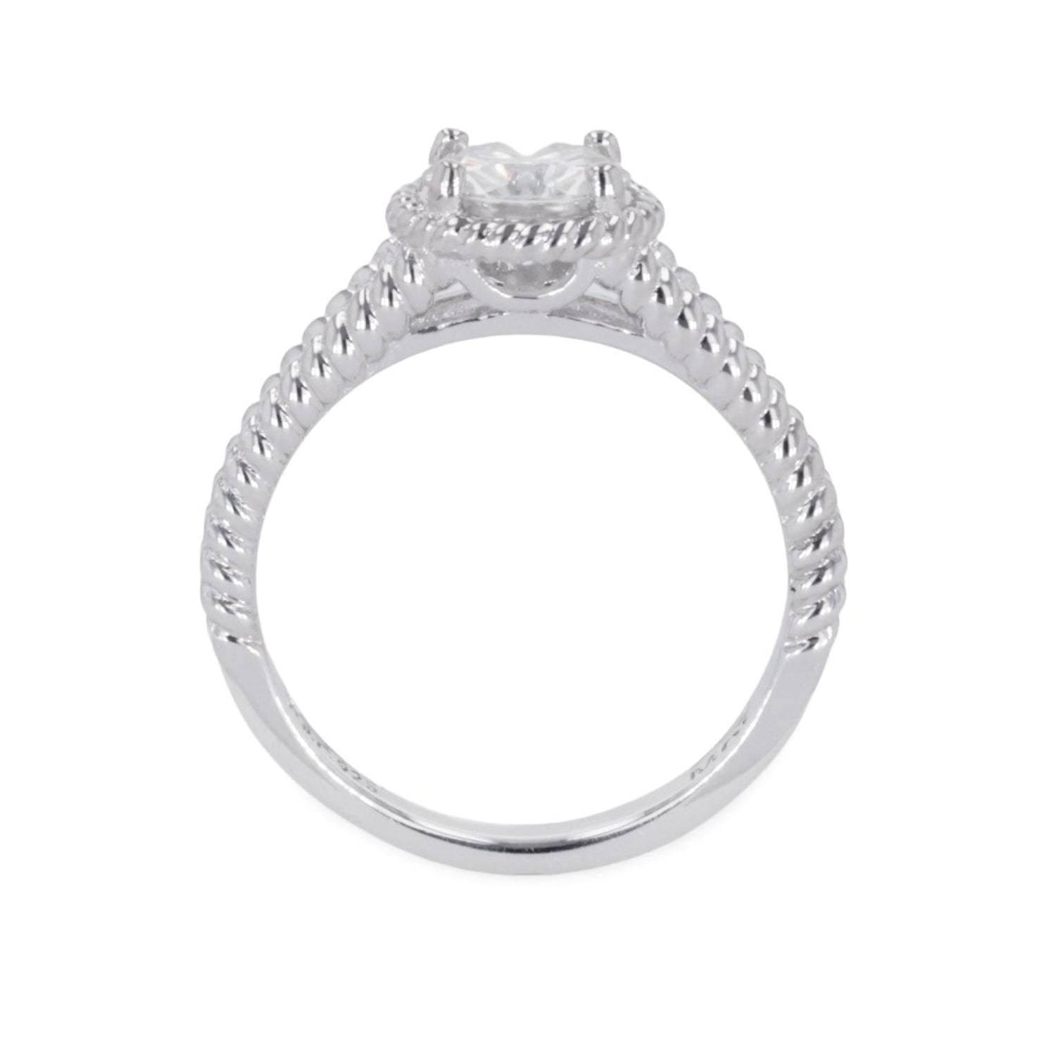 1.00 CTW DEW Round Moissanite Split-Shank Engagement Ring in Sterling Silver