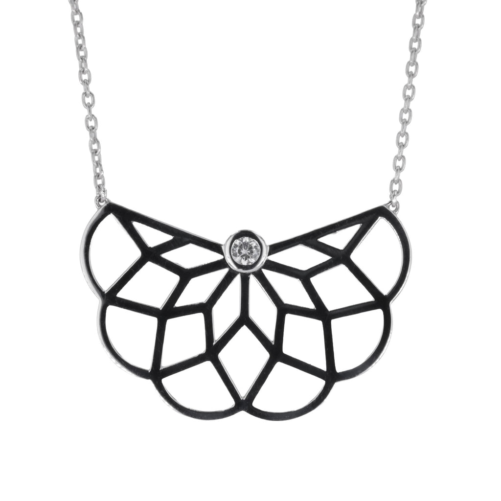 0.10 CTW DEW Rosace Necklace Sterling