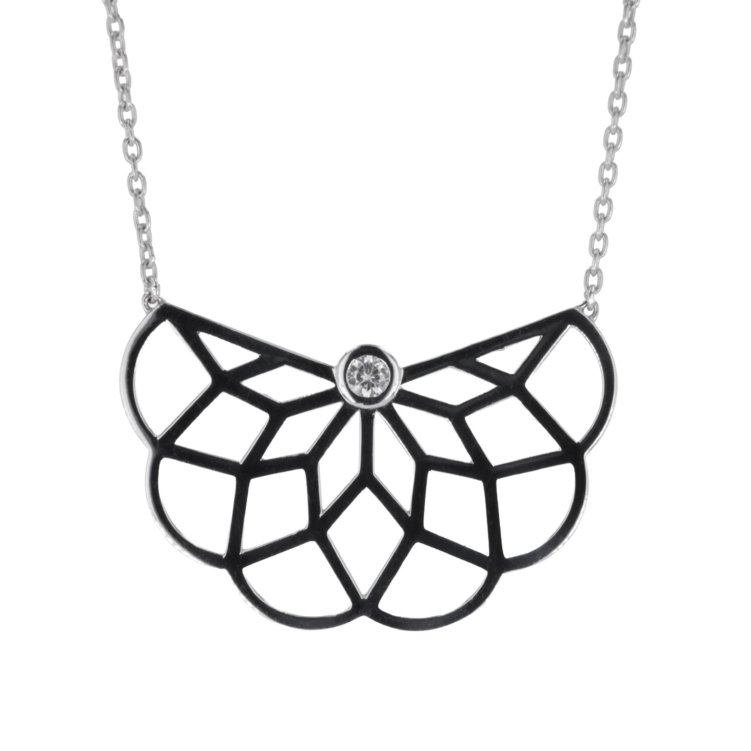 0.10 CTW DEW Moissanite Rosace Necklace in Sterling Silver