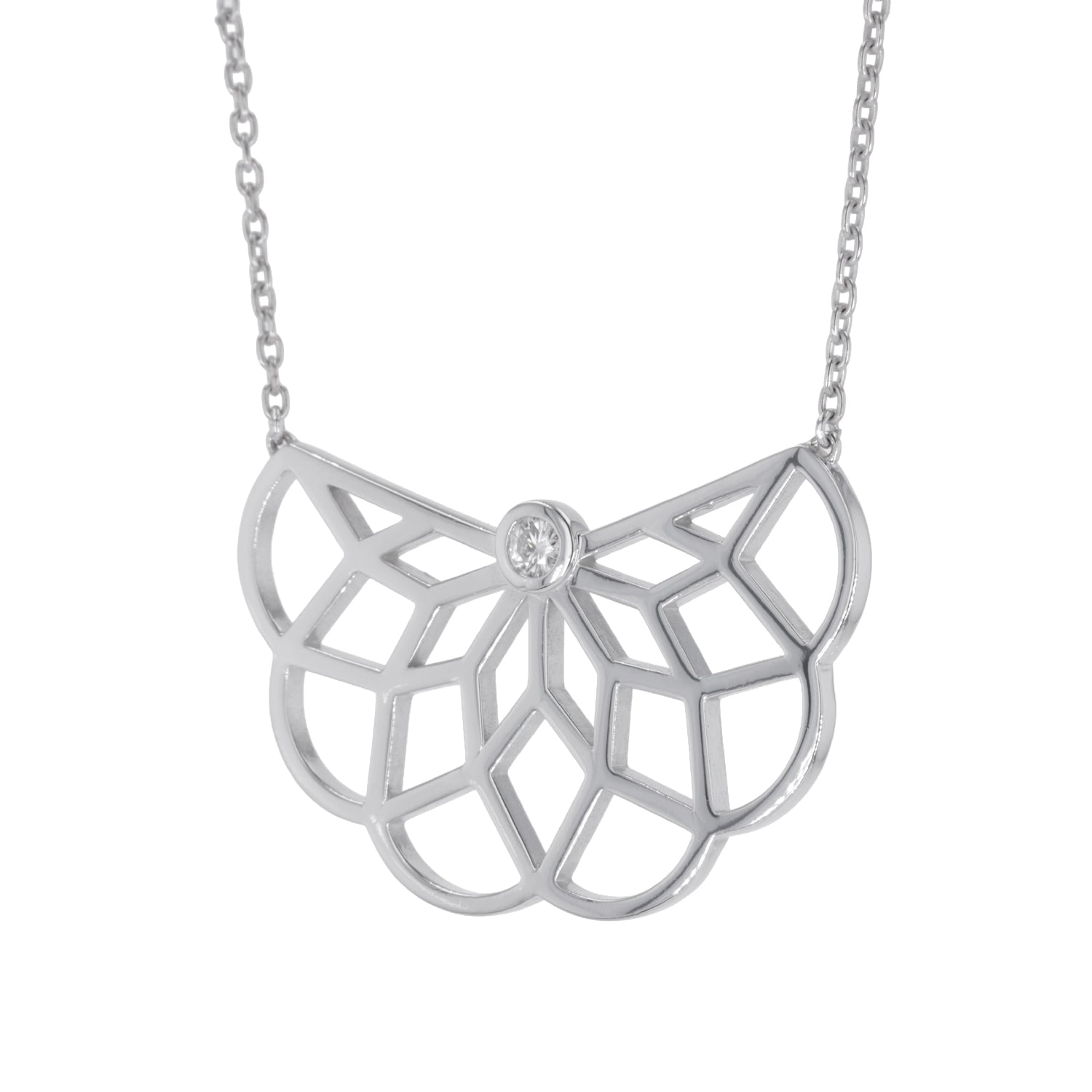 0.10 CTW DEW Moissanite Rosace Necklace in Sterling Silver