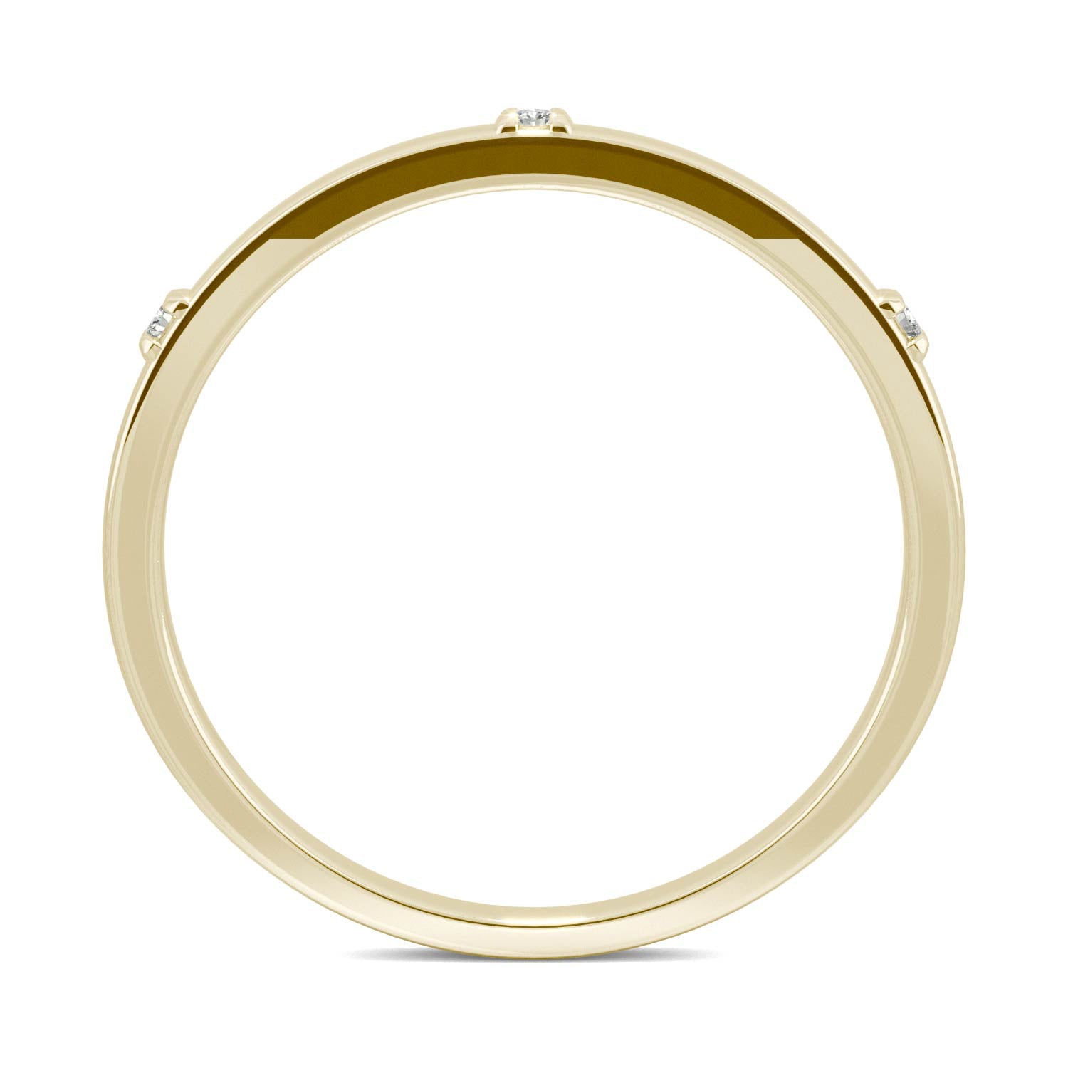 0.02 CTW DEW Round Moissanite Three-Stone Stackable Band in 14K Yellow Gold