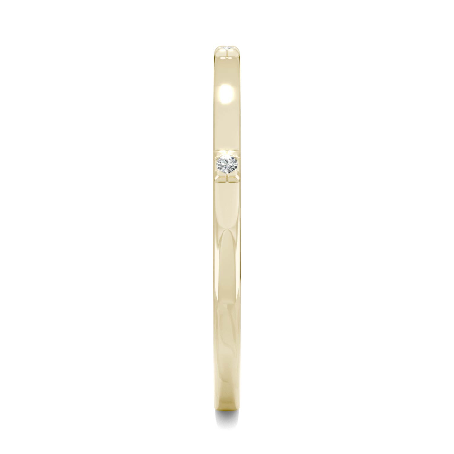 0.02 CTW DEW Round Moissanite Three-Stone Stackable Band in 14K Yellow Gold