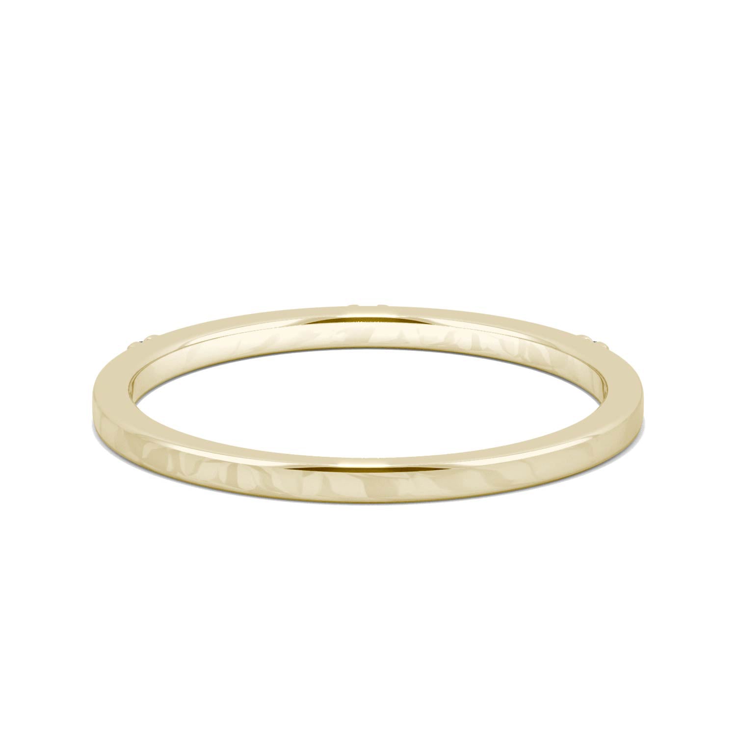 0.02 CTW DEW Round Moissanite Three-Stone Stackable Band in 14K Yellow Gold
